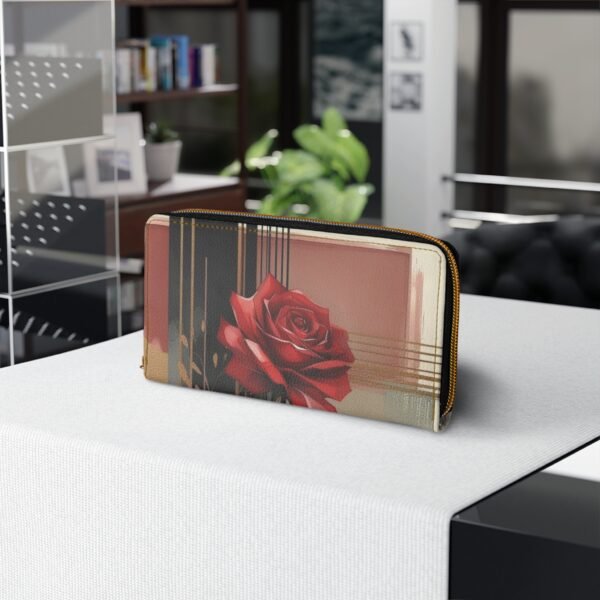 Red Rose Floral Zipper Wallet