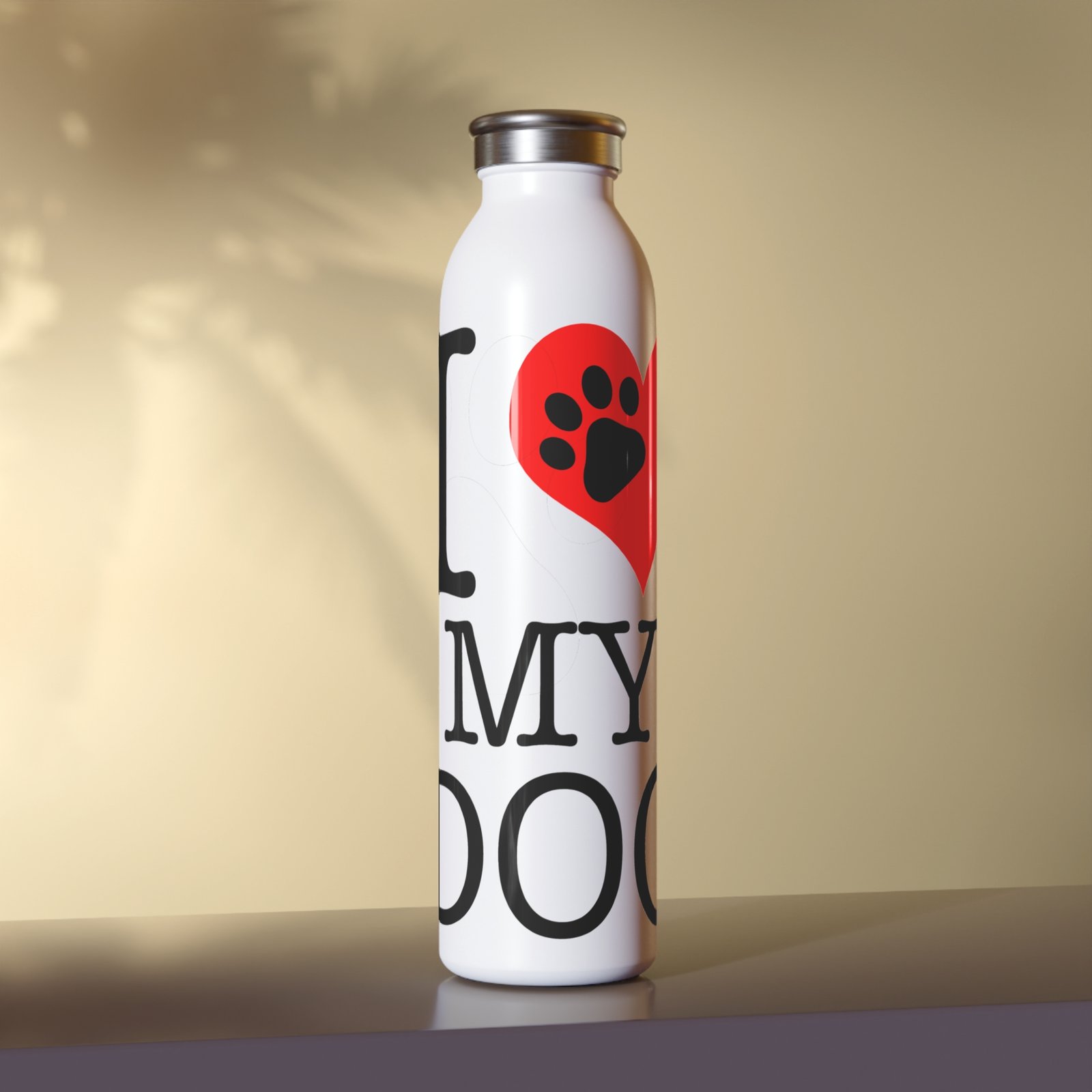I LOVE My Dog Red Heart Slim 20 oz Water Bottle - Image 4