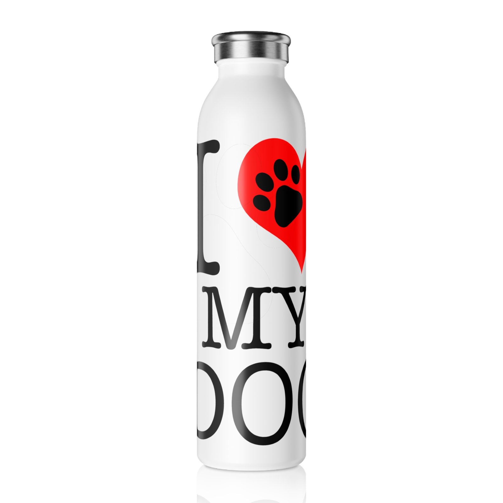 I LOVE My Dog Red Heart Slim 20 oz Water Bottle - Image 2