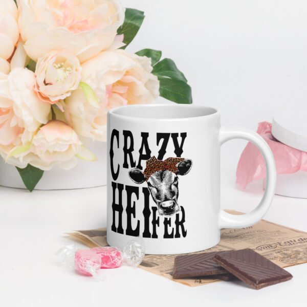 Crazy Heiffer White Glossy Mug