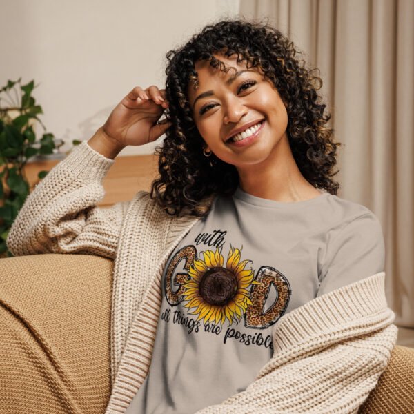 With God Leopard Sunflower Women's Relaxed T-Shirt