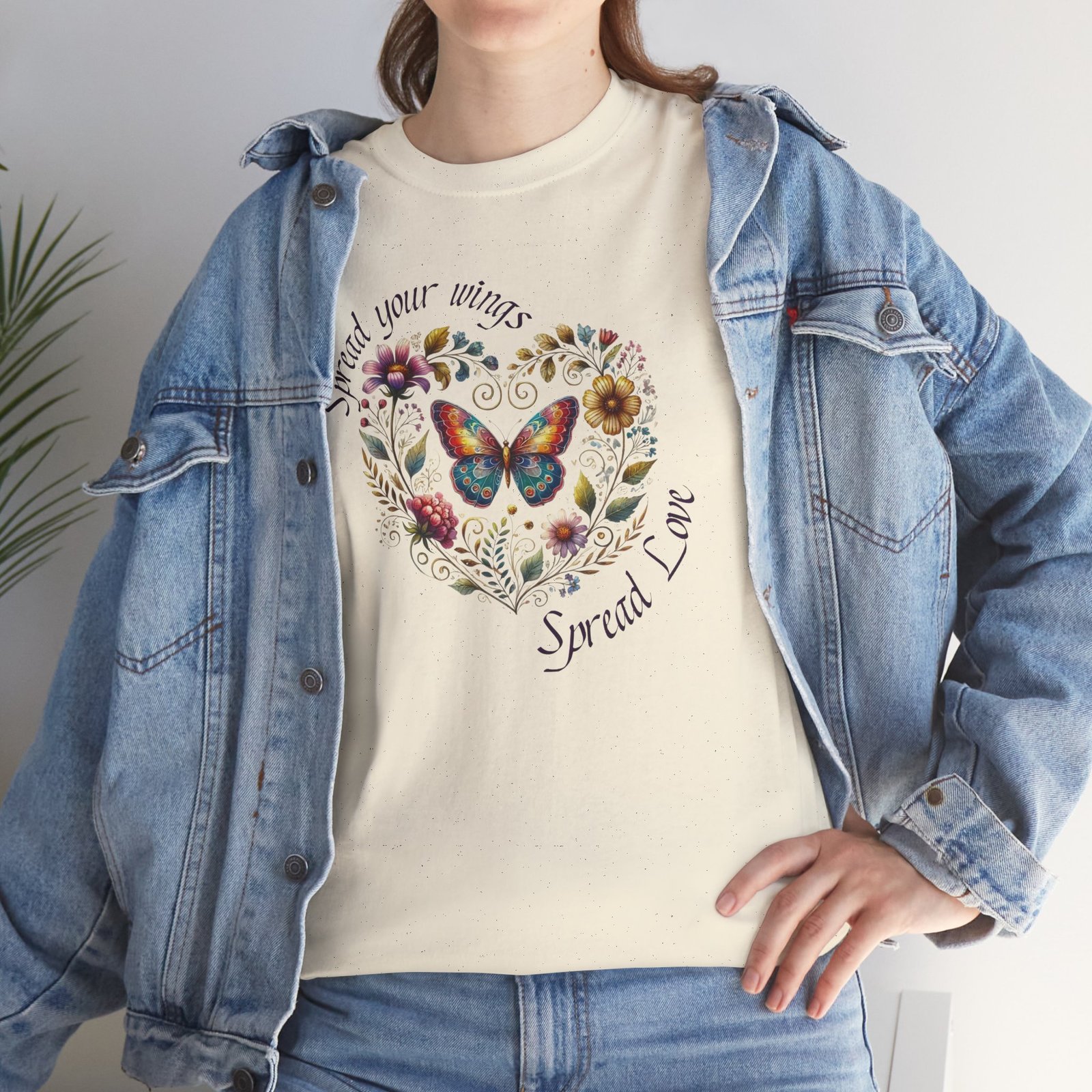 "Spread your Wings, Spread Love" Floral Butterfly T-Shirt - Image 9