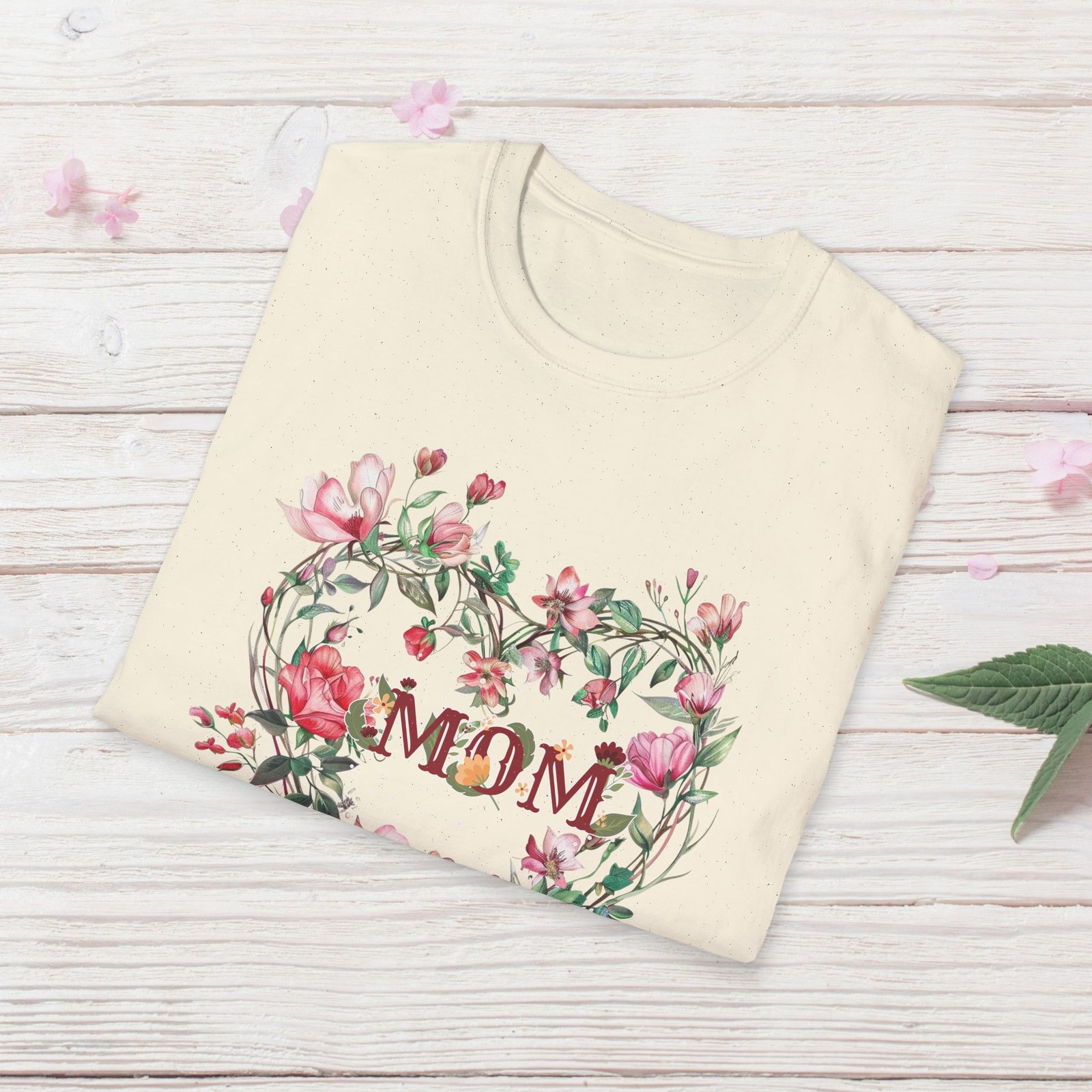 Floral Heart Wreath - MOM T-Shirt - Image 8
