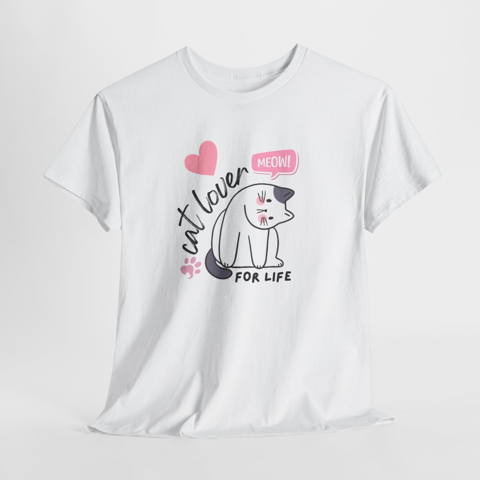 Cat Lover for Life — Cute 'Meow' Graphic Tee - Image 3