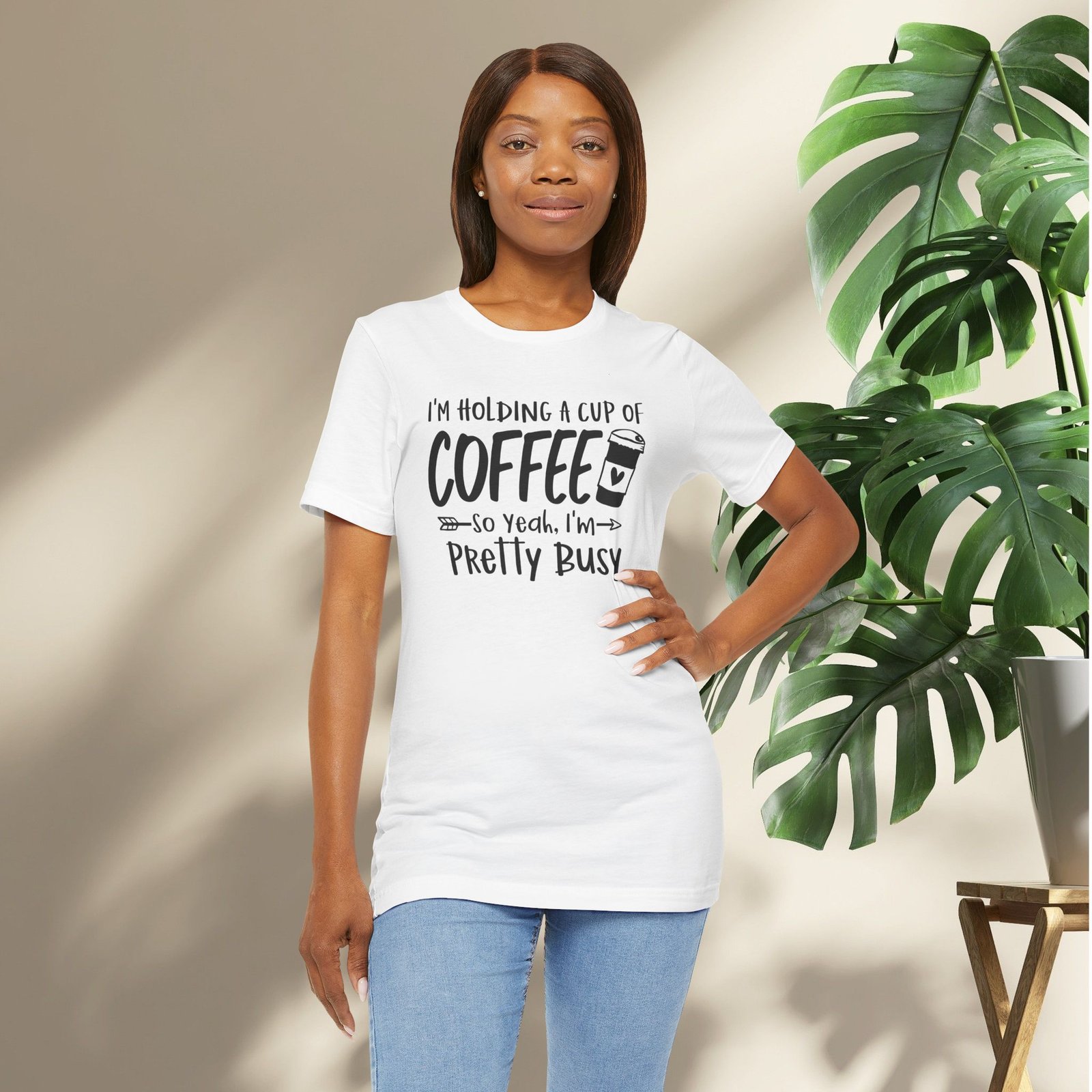 I’m Holding a Cup of Coffee, I'm Pretty Busy Unisex T-Shirt - Image 5