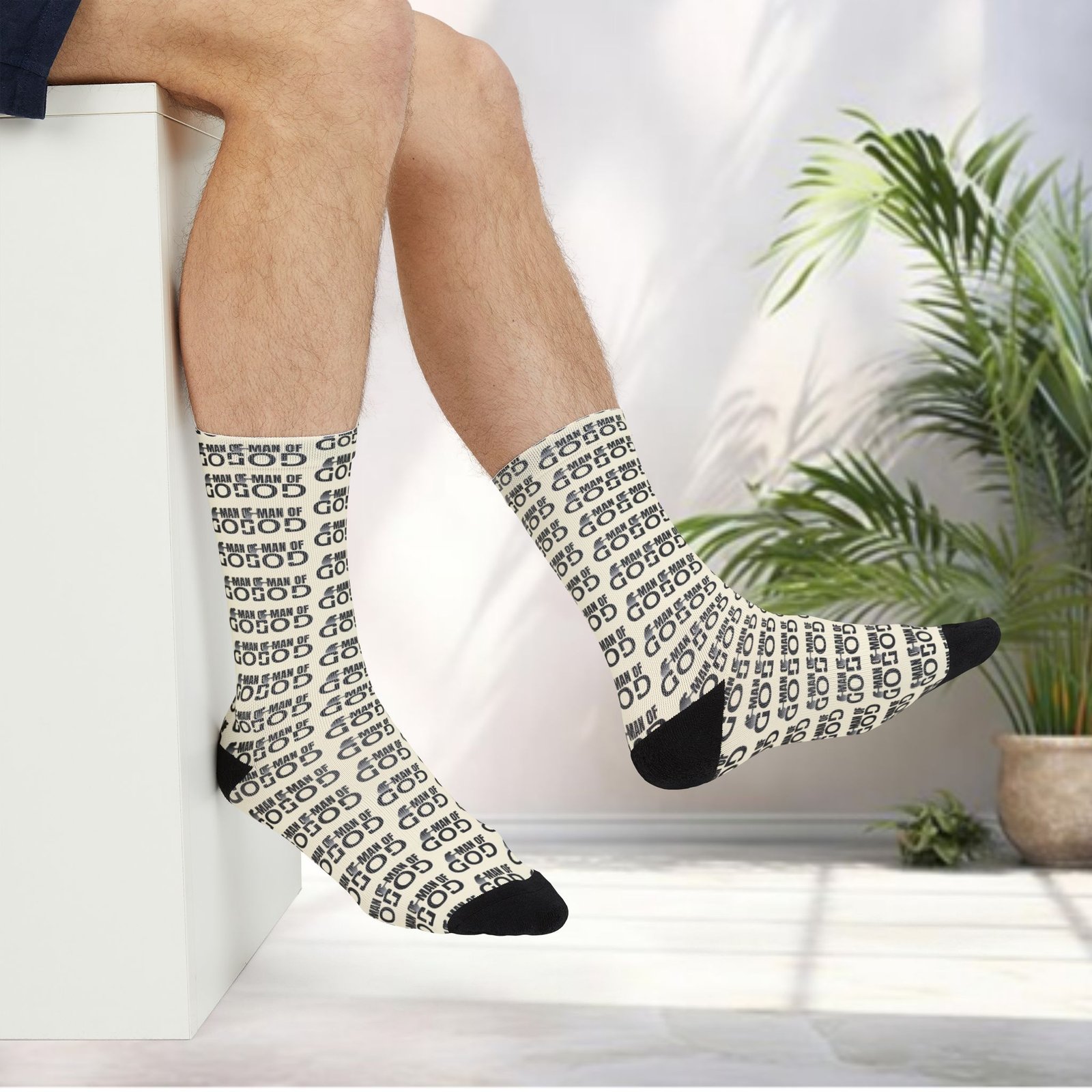 "Man of GOD" Sublimation Crew Novelty Socks - Image 5