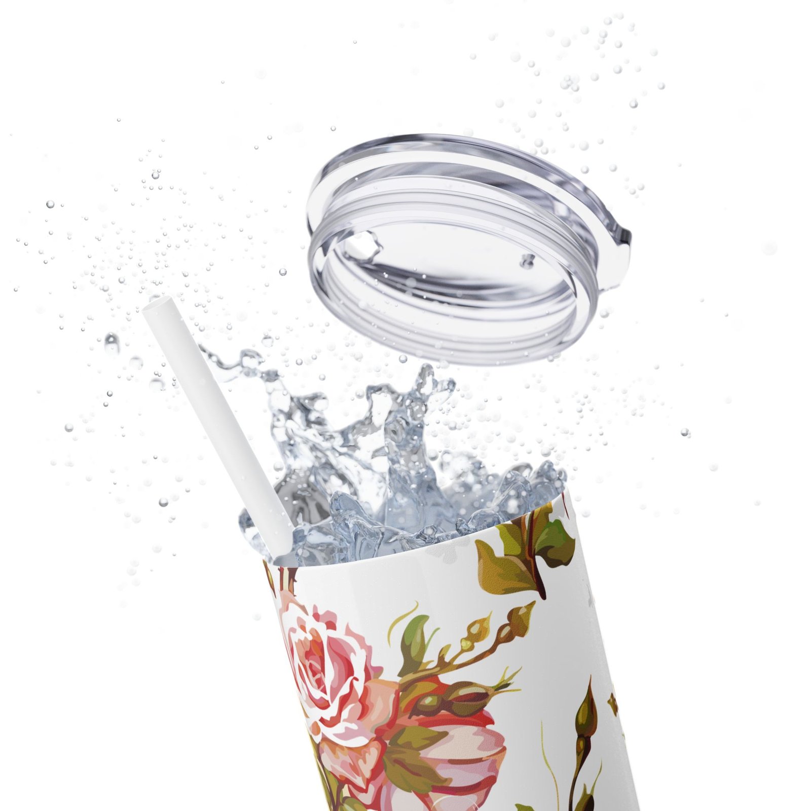 Glitter Rose Skinny Tumbler, 20oz - Multiple Colors - Image 11