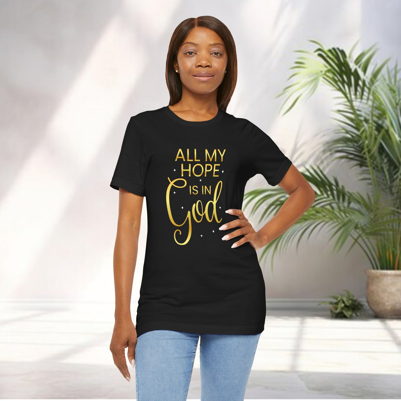 'All My Hope Is In God' T-Shirt - Gold - Image 4