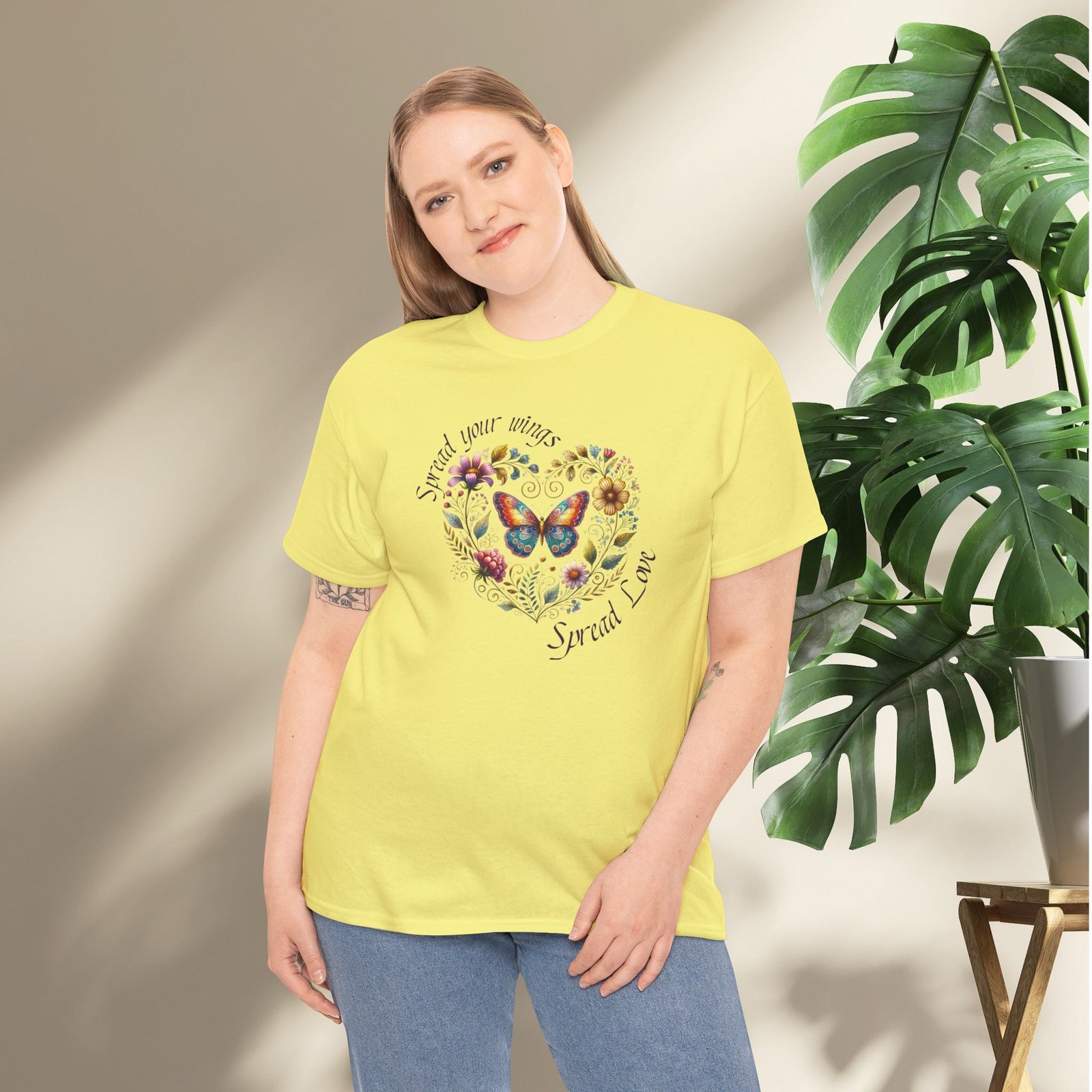 "Spread your Wings, Spread Love" Floral Butterfly T-Shirt - Image 13