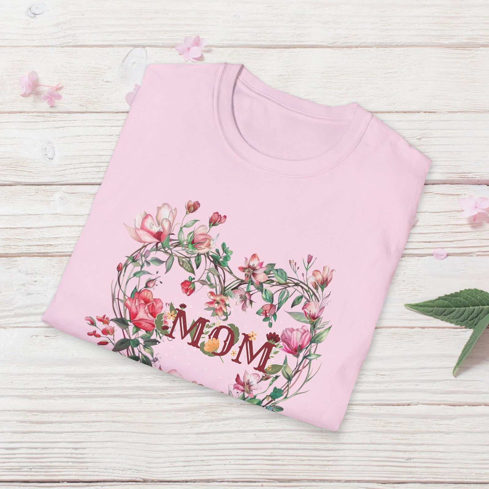 Floral Heart Wreath - MOM T-Shirt - Image 23
