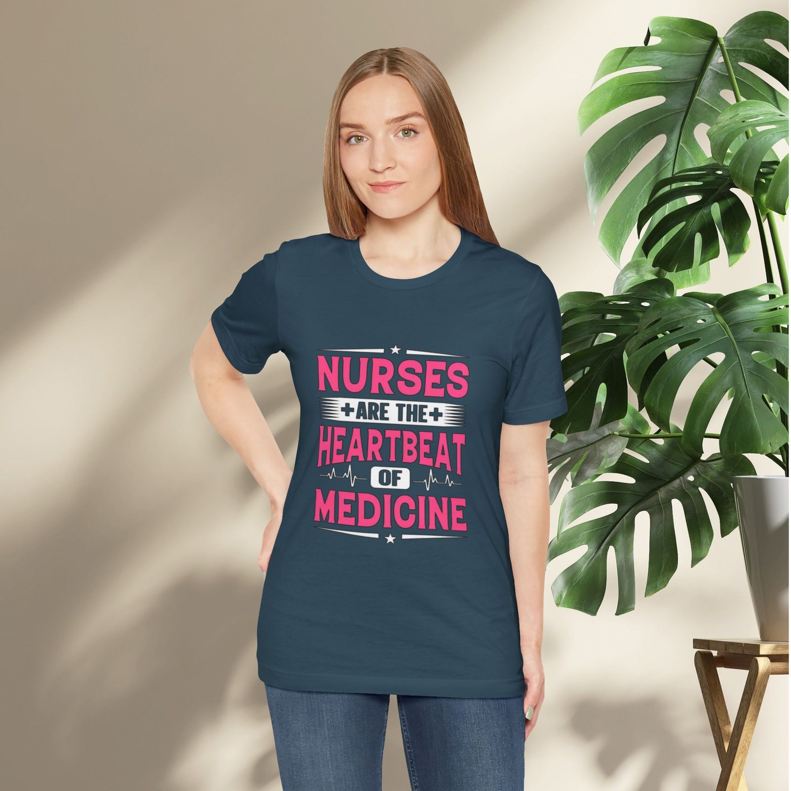 Nurses are the Heartbeat of Medicine Unisex Jersey T-Shirt - Image 3