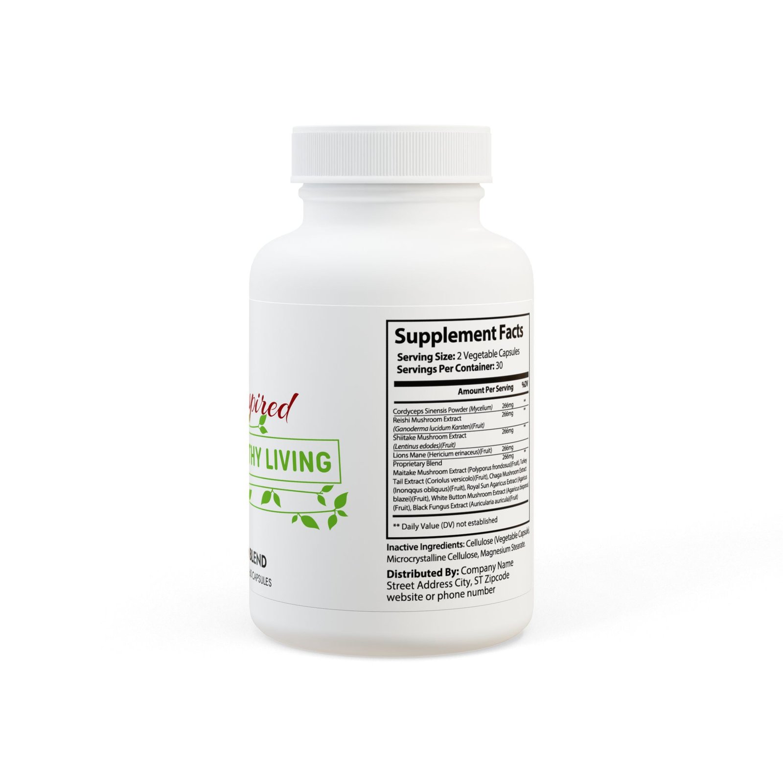 Inspired Healthy Living Mushroom Blend Supplement (60 Capsules) - Image 3