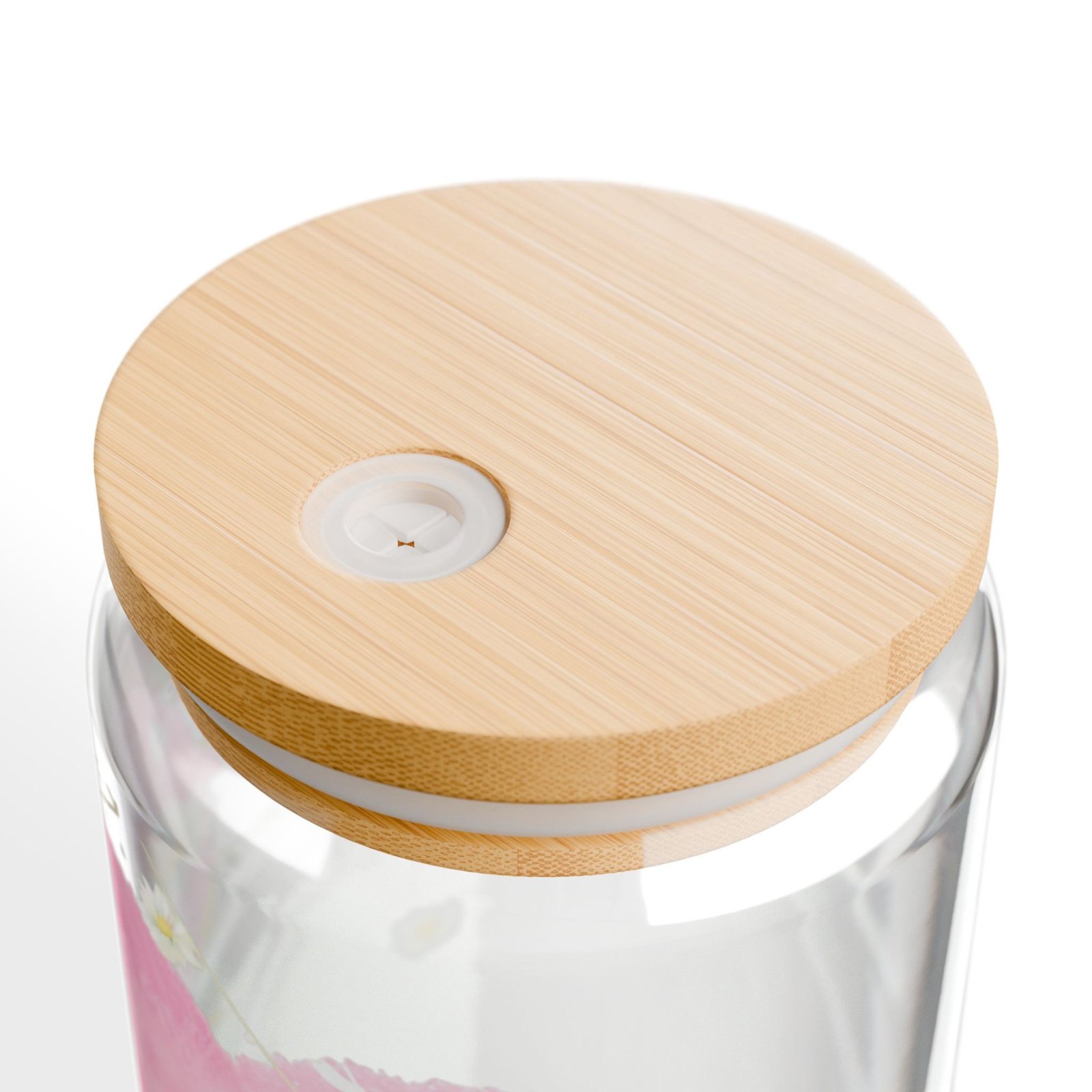 Pink Watercolor Heart & Floral 16oz Glass Sipper with Reusable Straw - Image 7