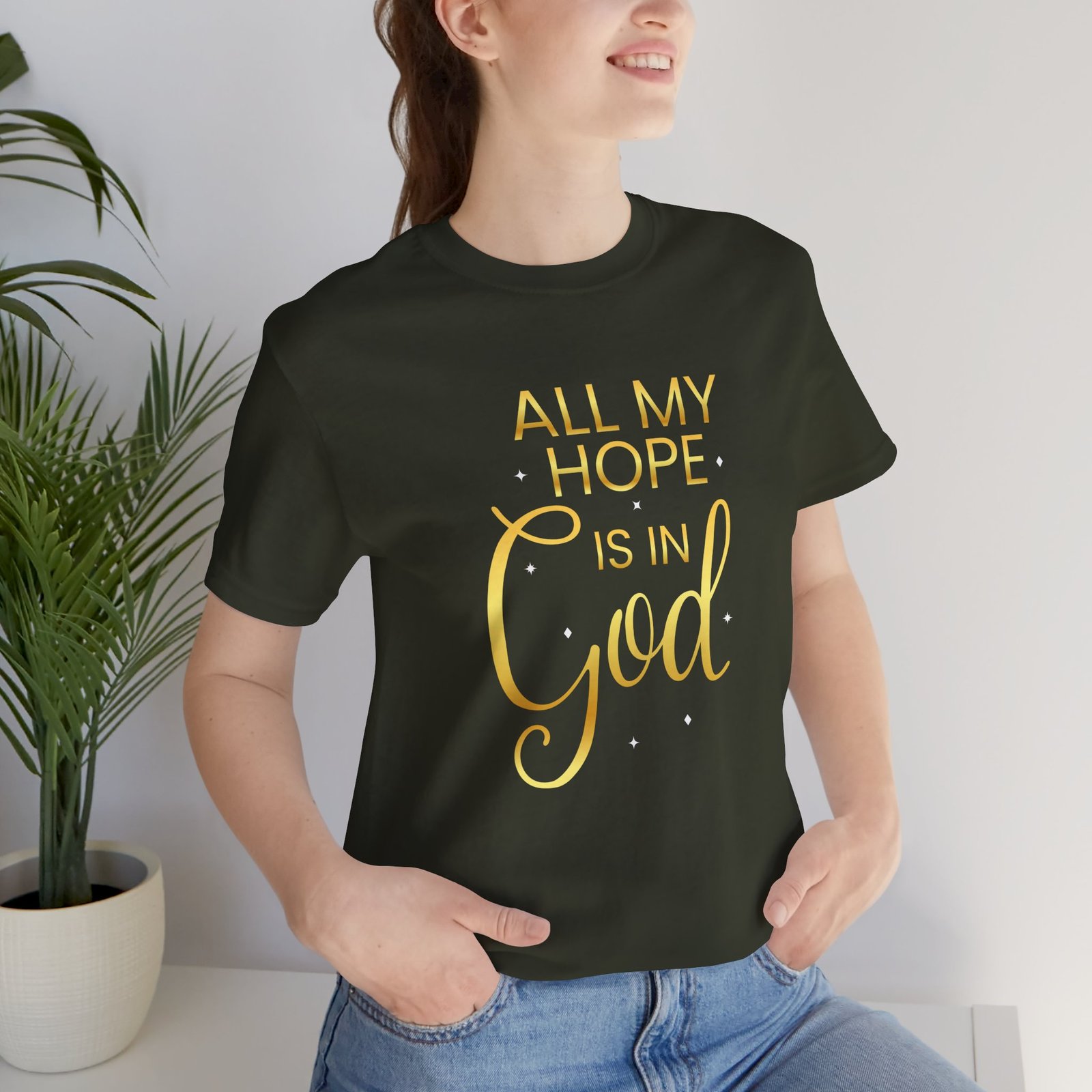 'All My Hope Is In God' T-Shirt - Gold - Image 10