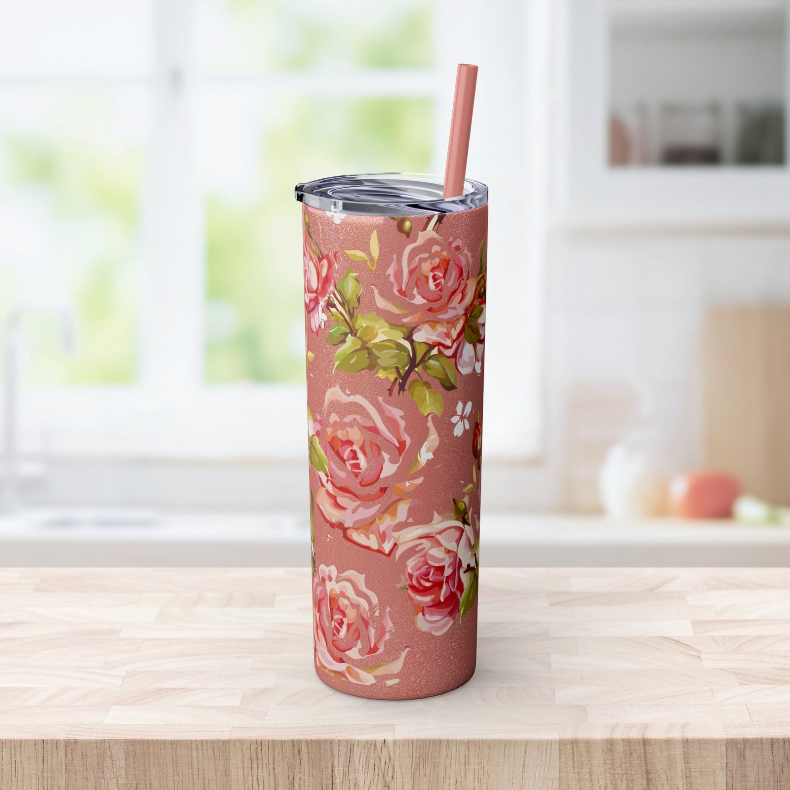 Glitter Rose Skinny Tumbler, 20oz - Multiple Colors - Image 16