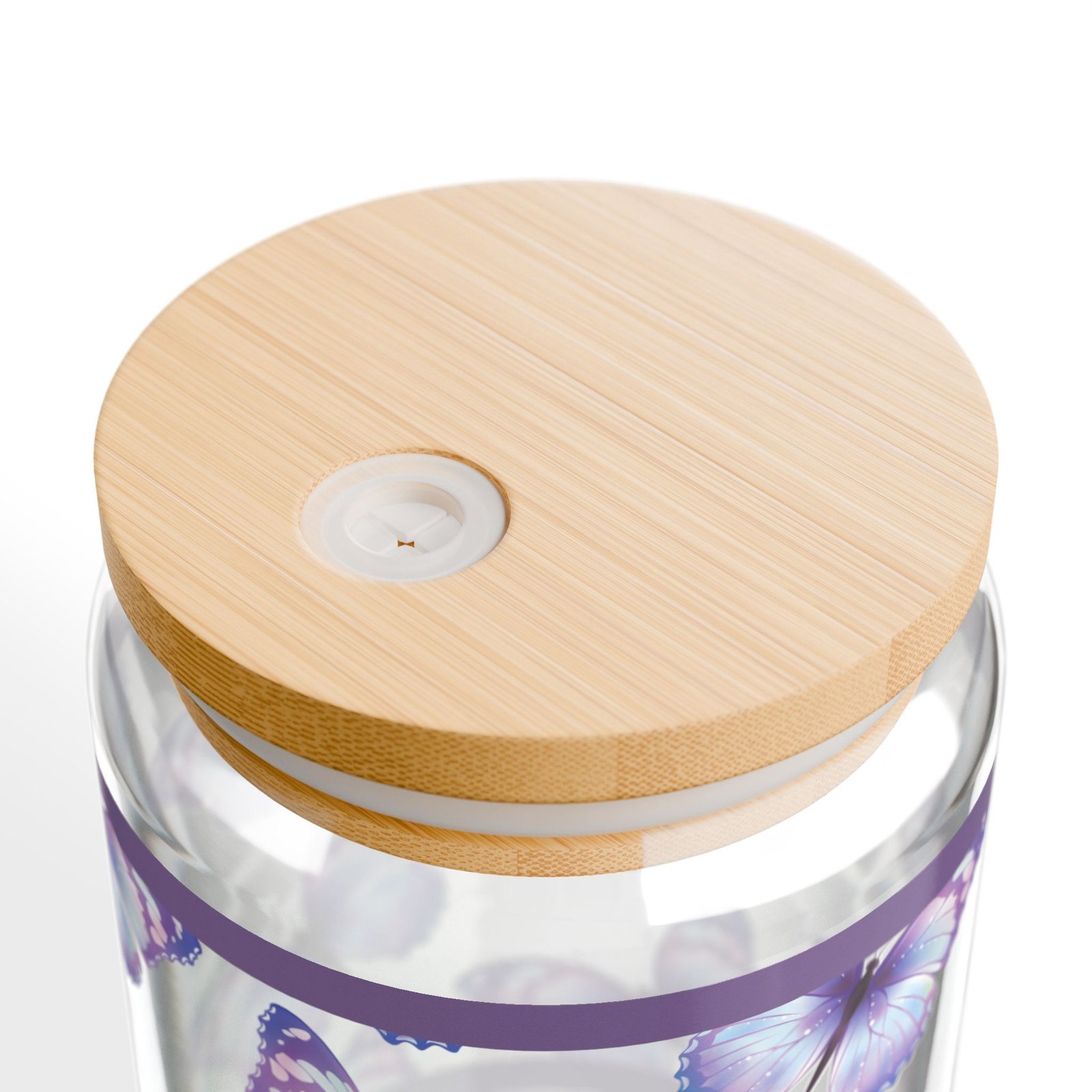 Purple Spring Butterfly Sipper Glass  — Reusable Straw (16 oz) - Image 6