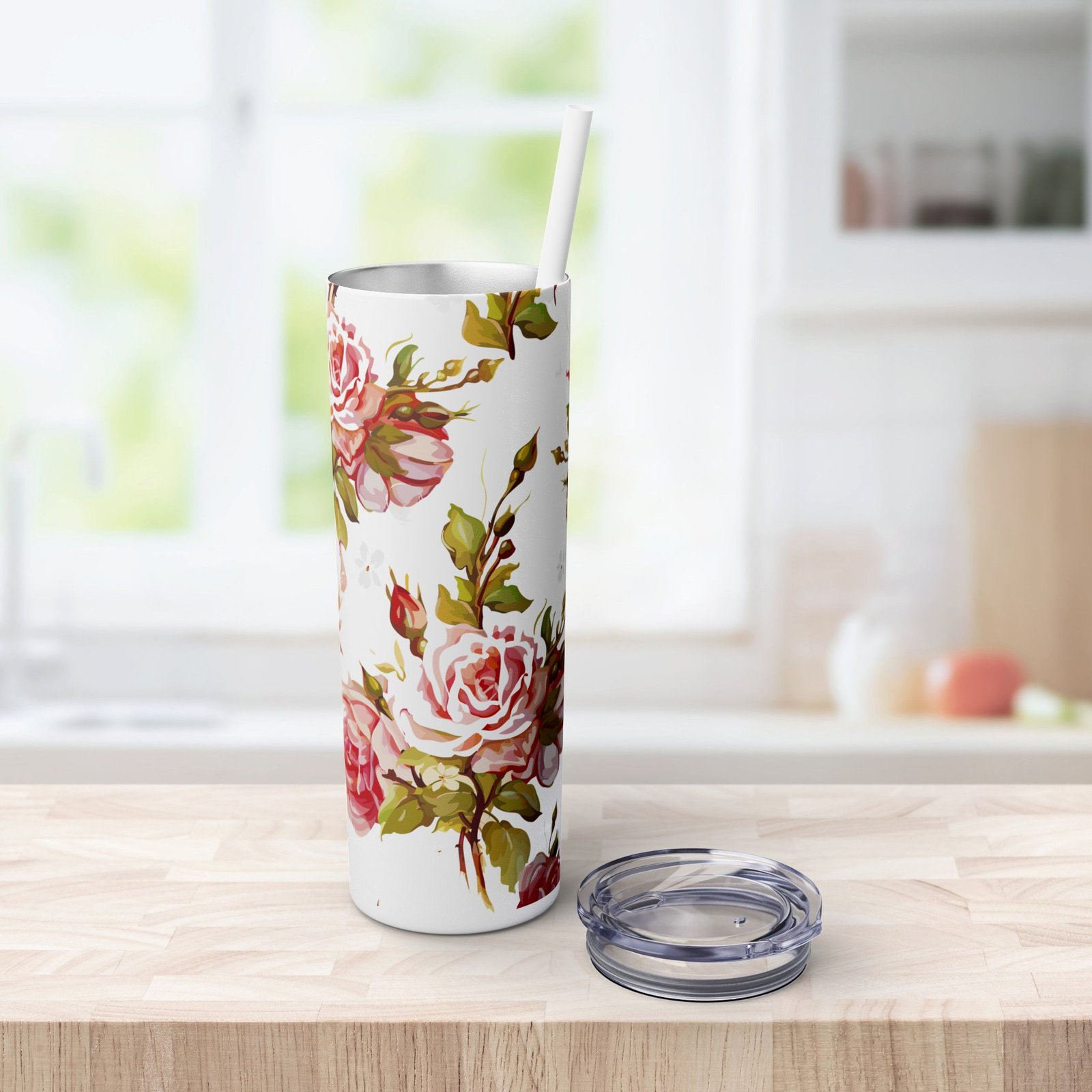 Glitter Rose Skinny Tumbler, 20oz - Multiple Colors - Image 13
