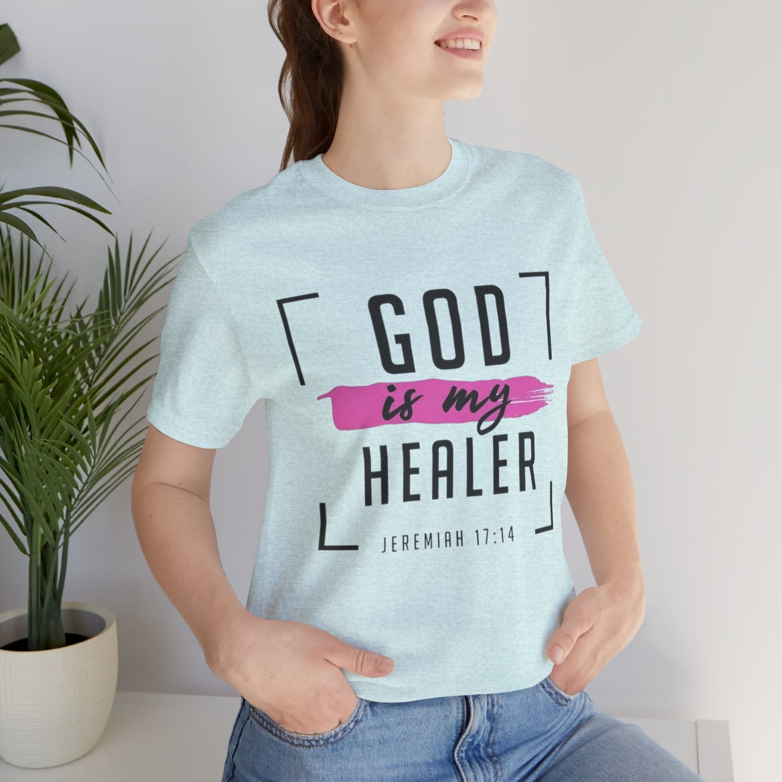 God is My Healer - Pink - Unisex T-Shirt - Image 24