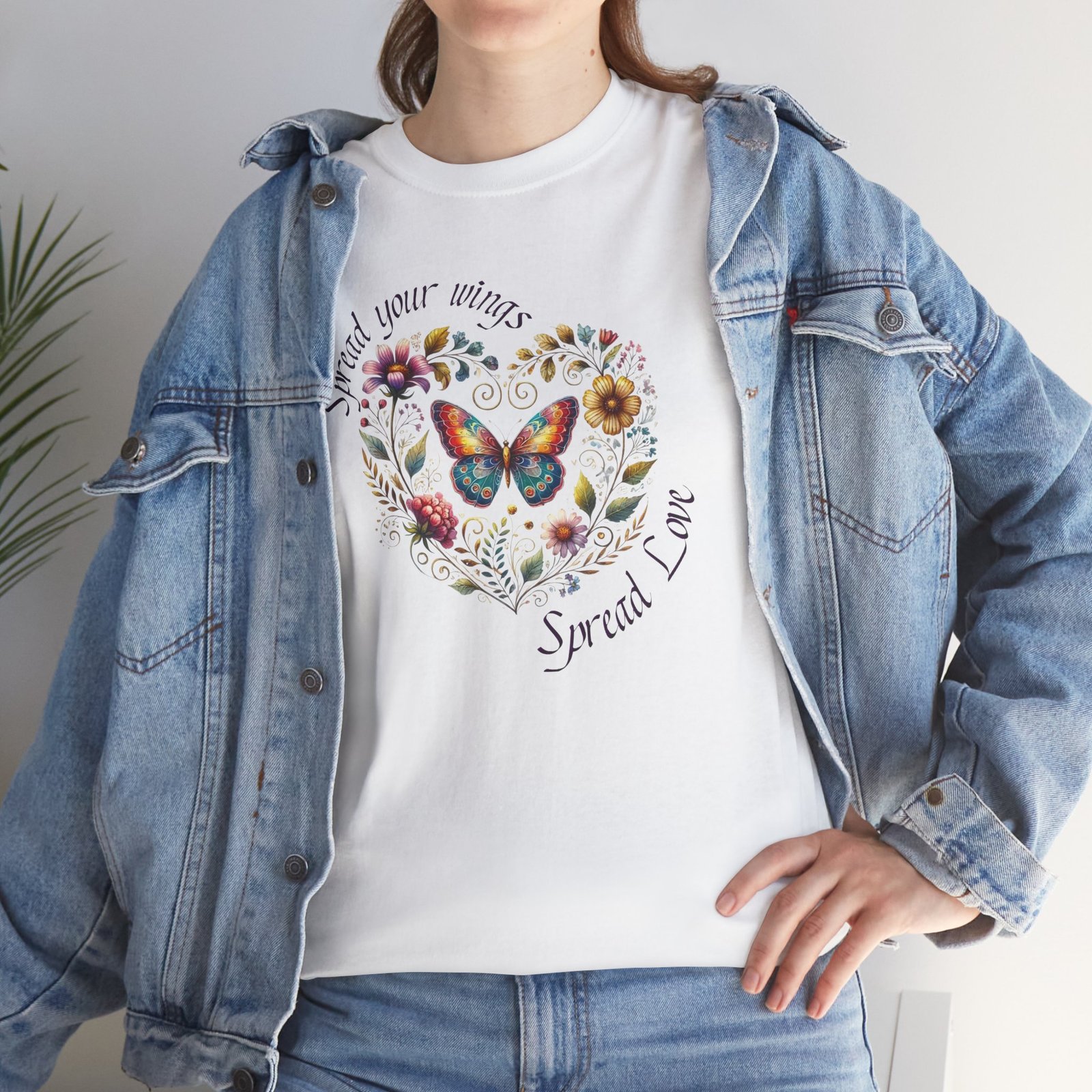 "Spread your Wings, Spread Love" Floral Butterfly T-Shirt - Image 26