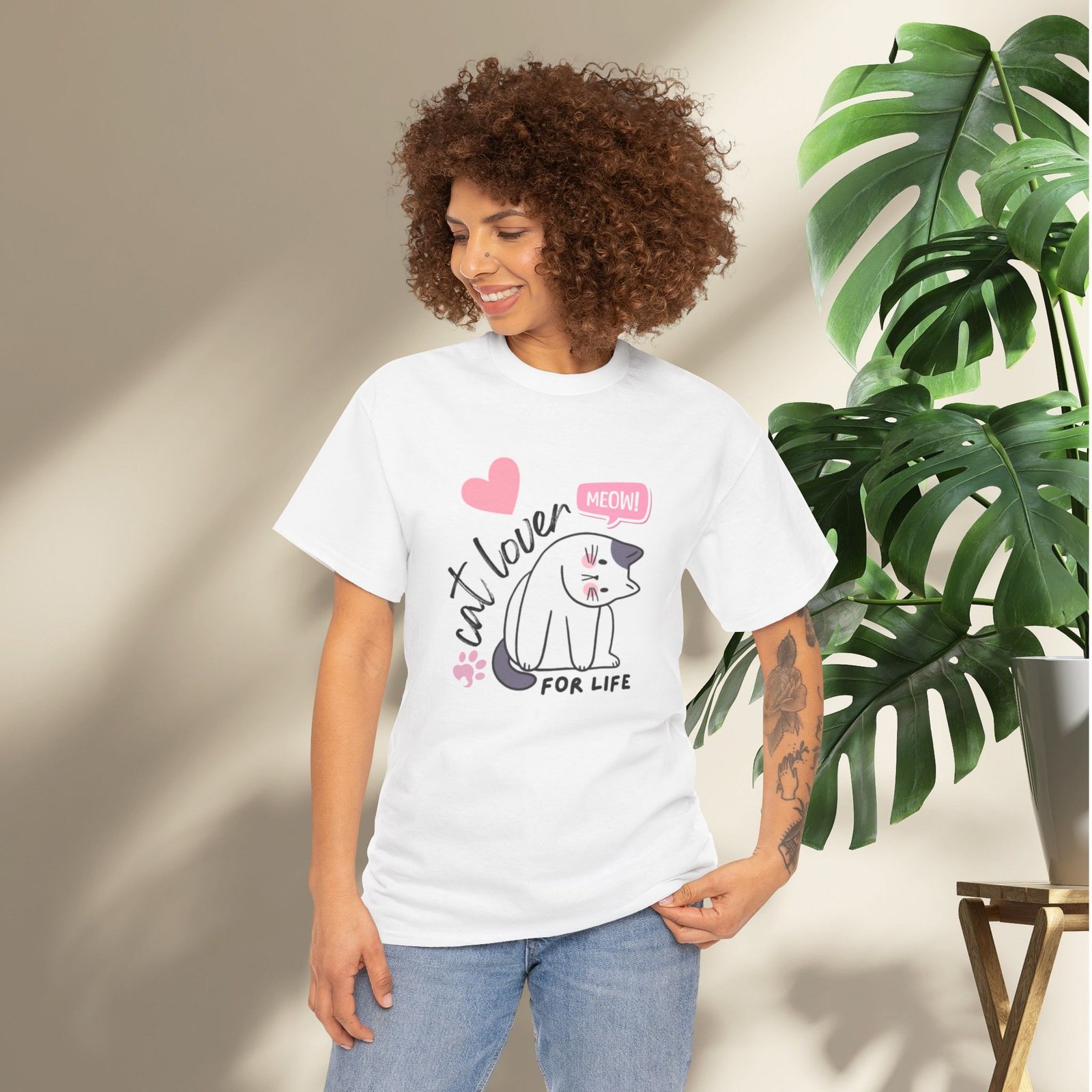 Cat Lover for Life — Cute 'Meow' Graphic Tee - Image 5
