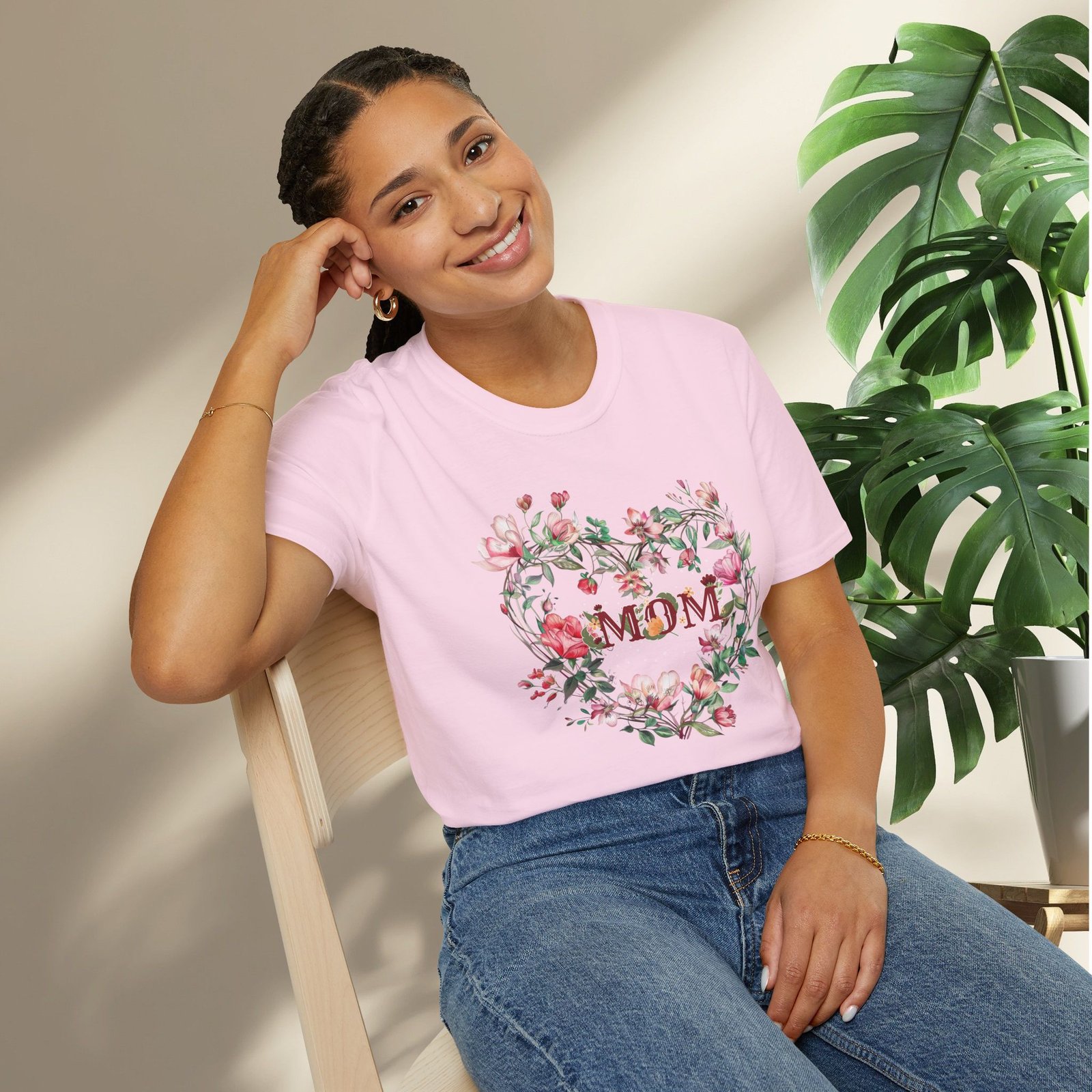 Floral Heart Wreath - MOM T-Shirt - Image 26