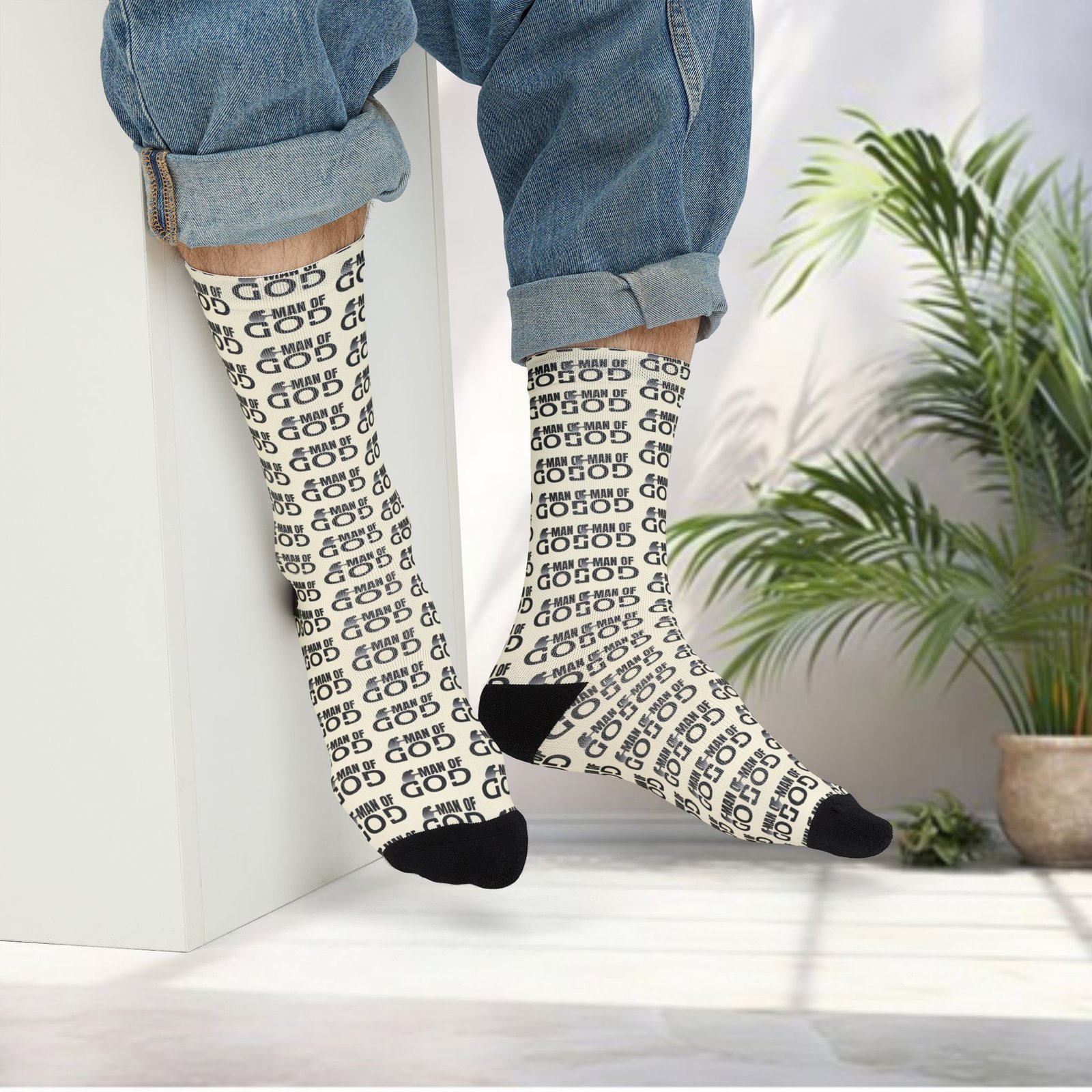 "Man of GOD" Sublimation Crew Novelty Socks