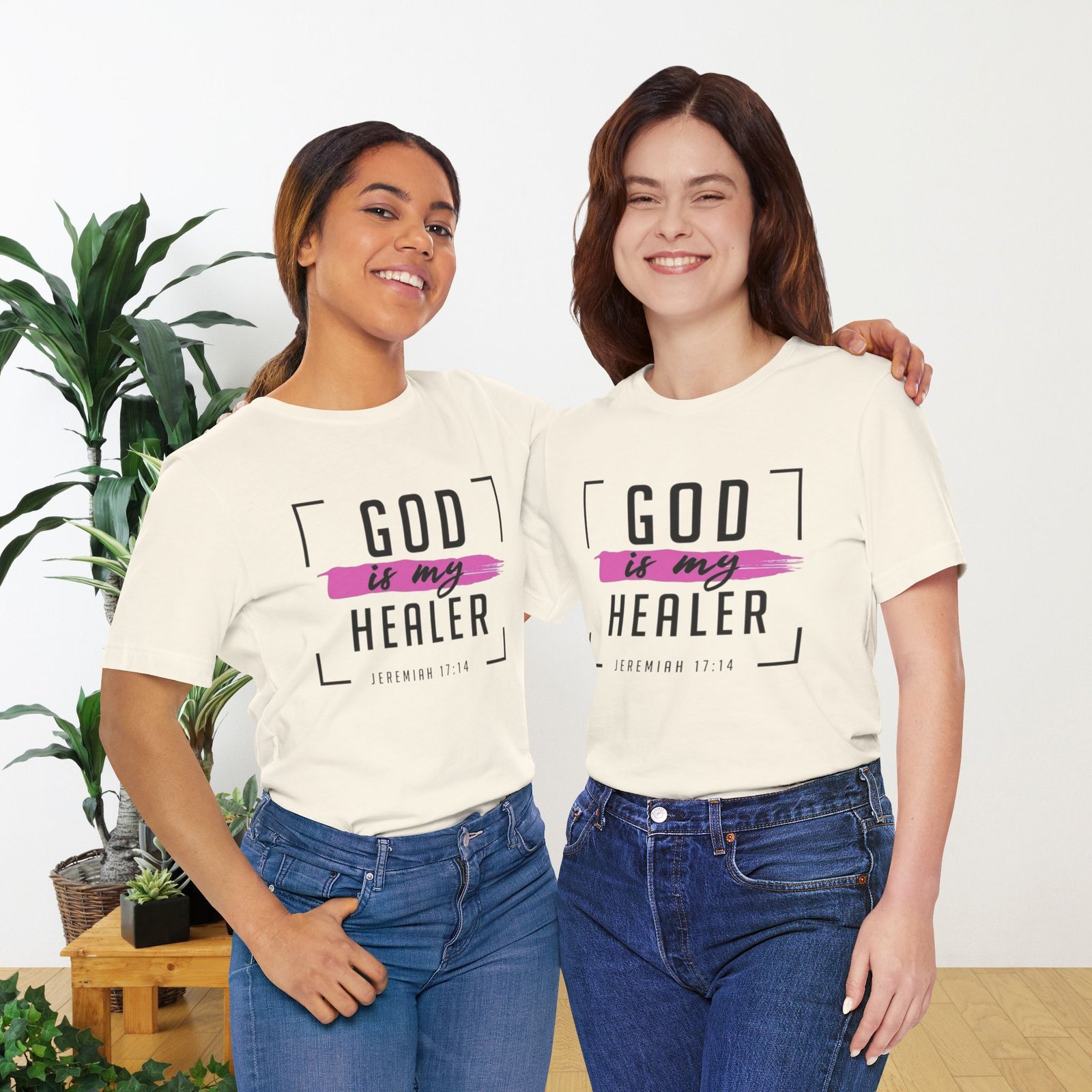 God is My Healer - Pink - Unisex T-Shirt - Image 17