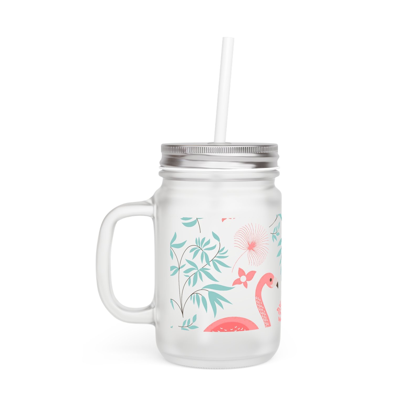 Pink Tropical Flamingo Mason Jar Glass - Image 3