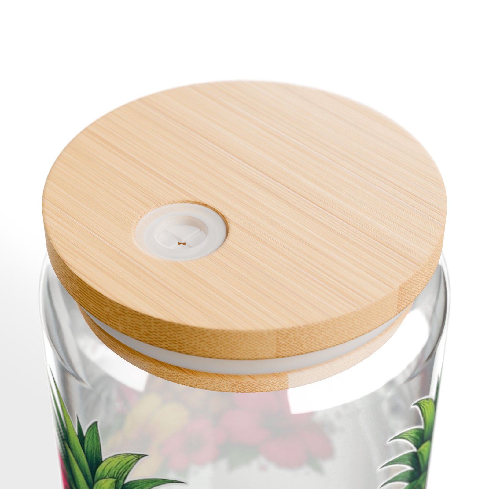 Pineapple Hibiscus Tropical Sipper Glass – 16oz with Straw - Image 4
