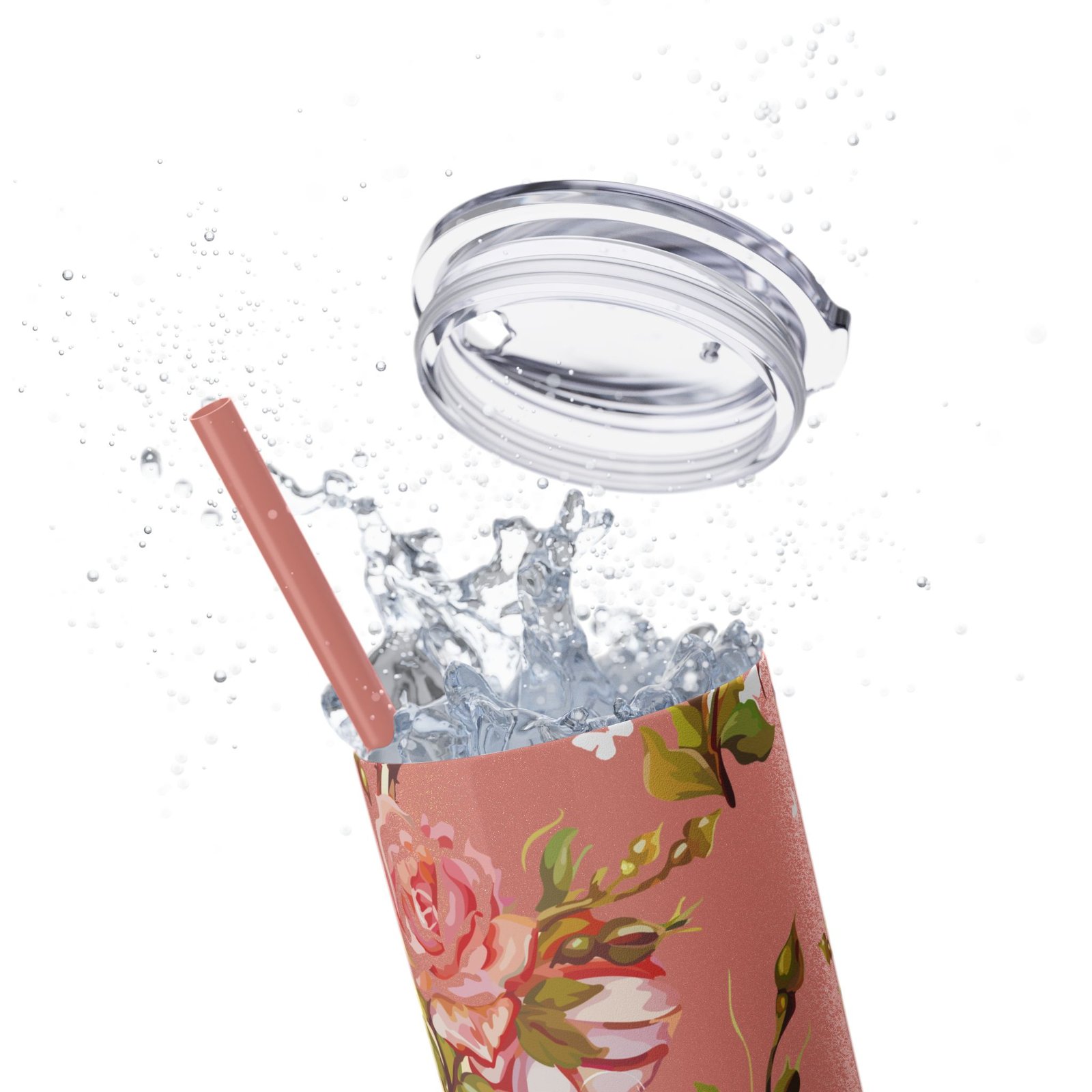 Glitter Rose Skinny Tumbler, 20oz - Multiple Colors - Image 18