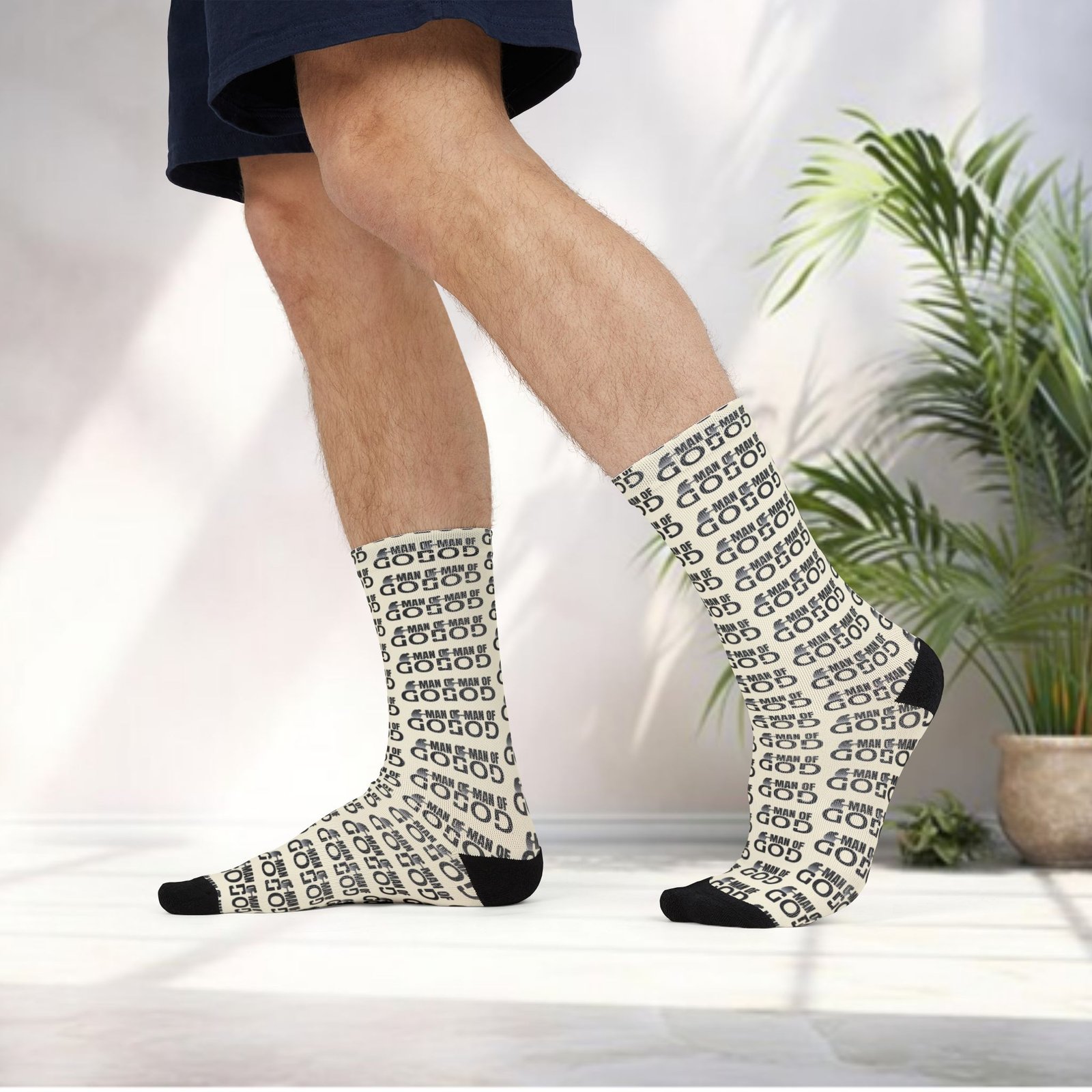 "Man of GOD" Sublimation Crew Novelty Socks - Image 3
