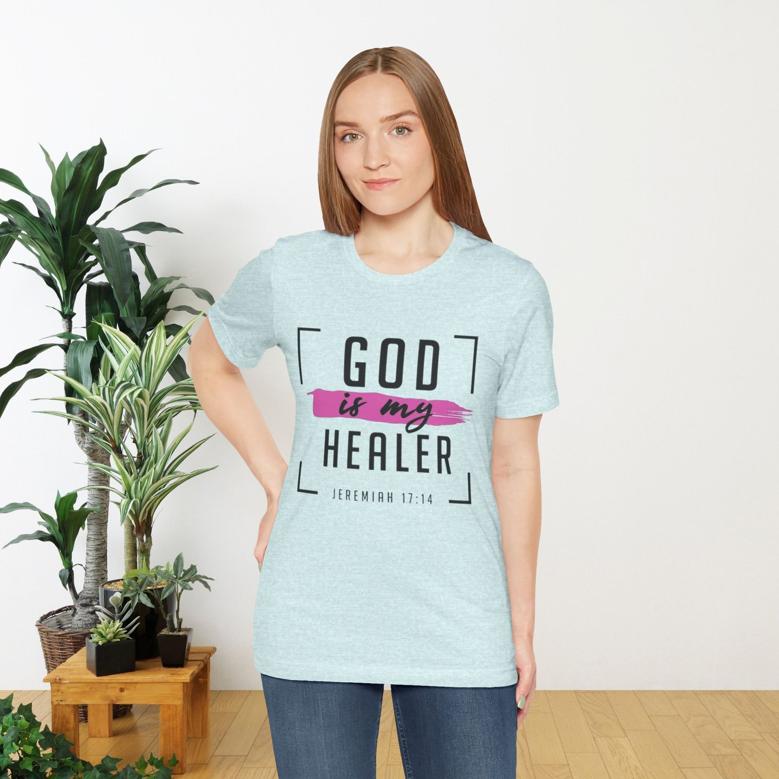 God is My Healer - Pink - Unisex T-Shirt - Image 23