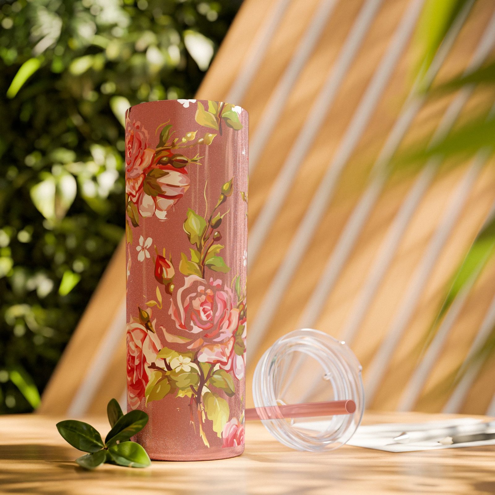 Glitter Rose Skinny Tumbler, 20oz - Multiple Colors - Image 17
