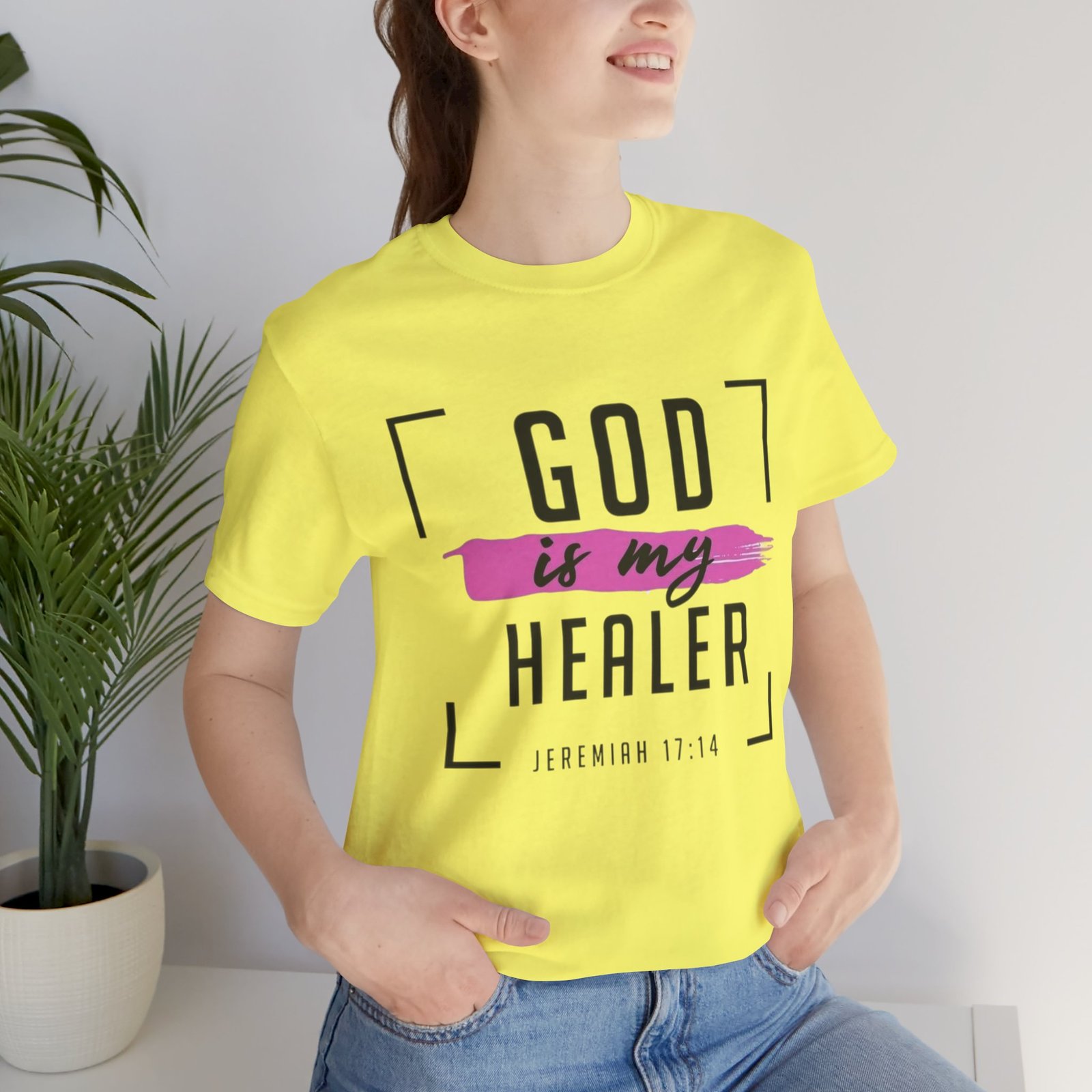 God is My Healer - Pink - Unisex T-Shirt - Image 20