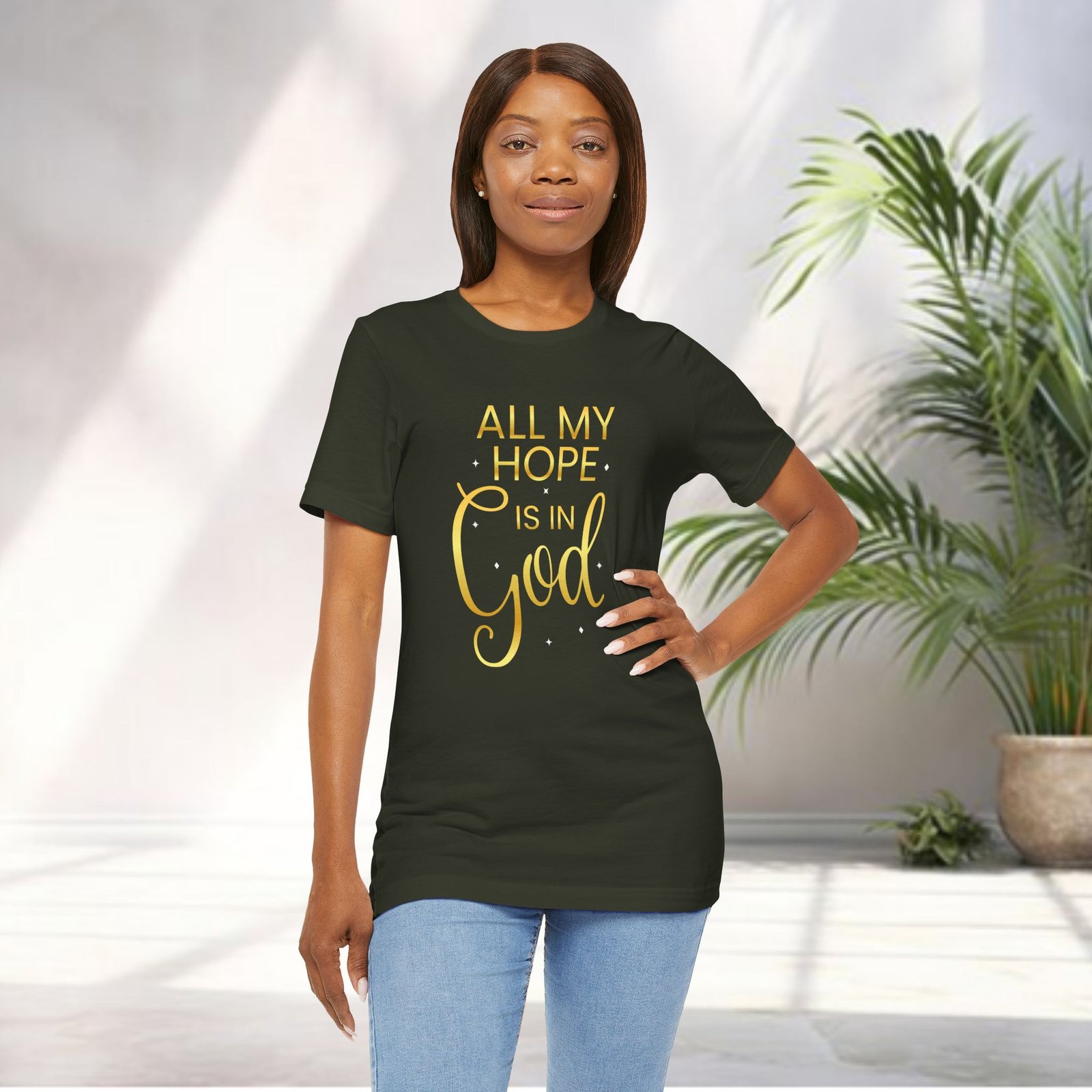 'All My Hope Is In God' T-Shirt - Gold - Image 9