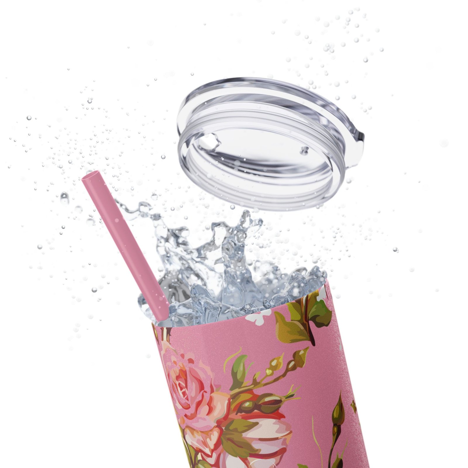 Glitter Rose Skinny Tumbler, 20oz - Multiple Colors - Image 4