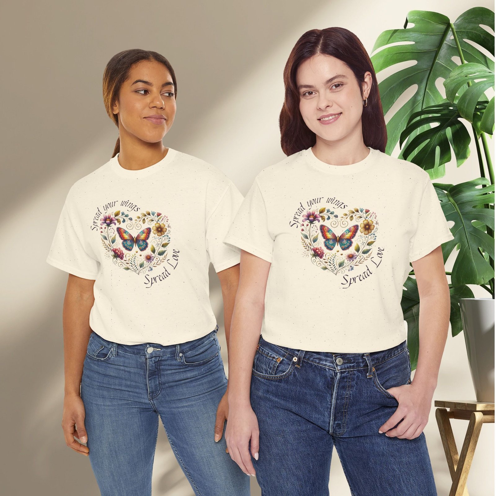 "Spread your Wings, Spread Love" Floral Butterfly T-Shirt - Image 10