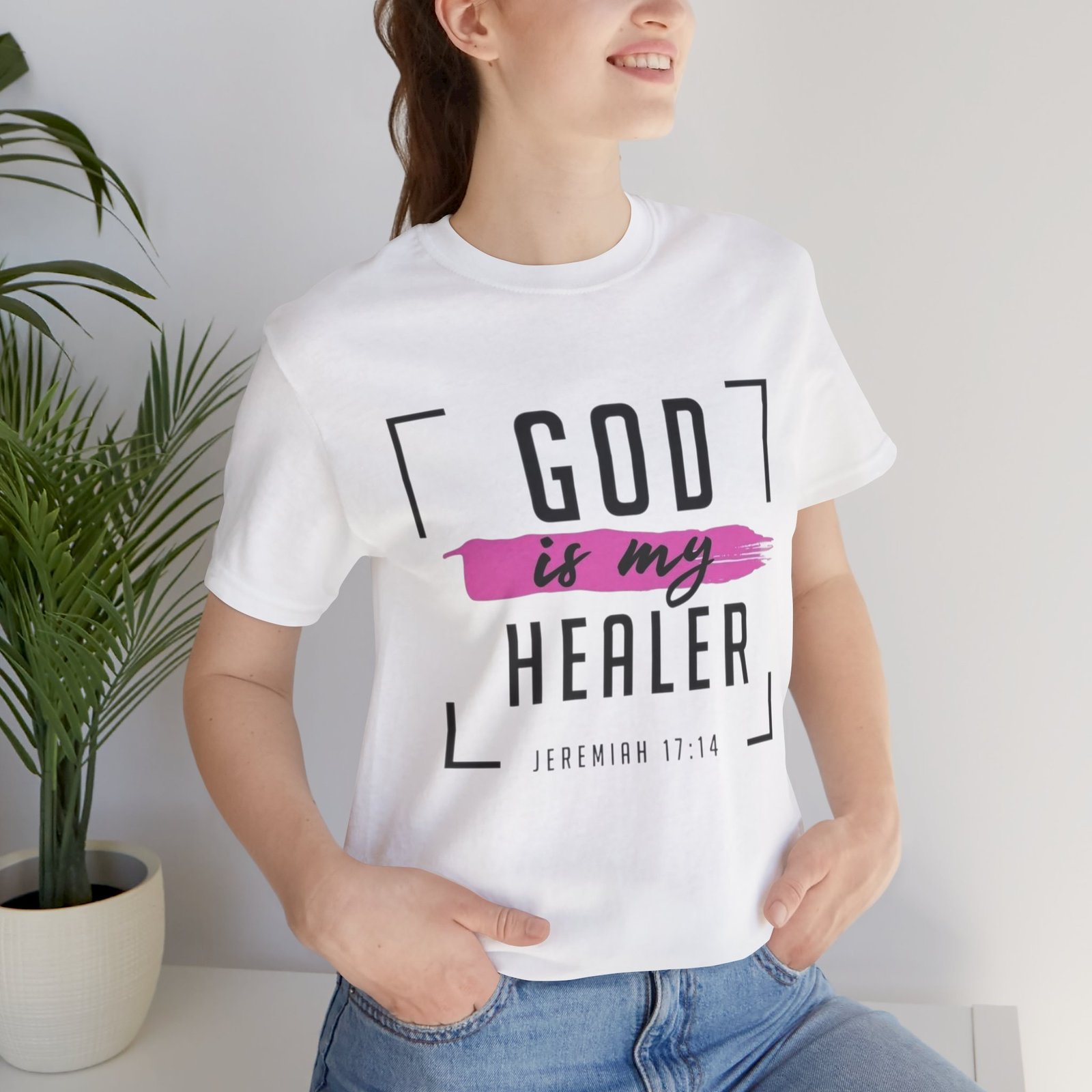 God is My Healer - Pink - Unisex T-Shirt - Image 26