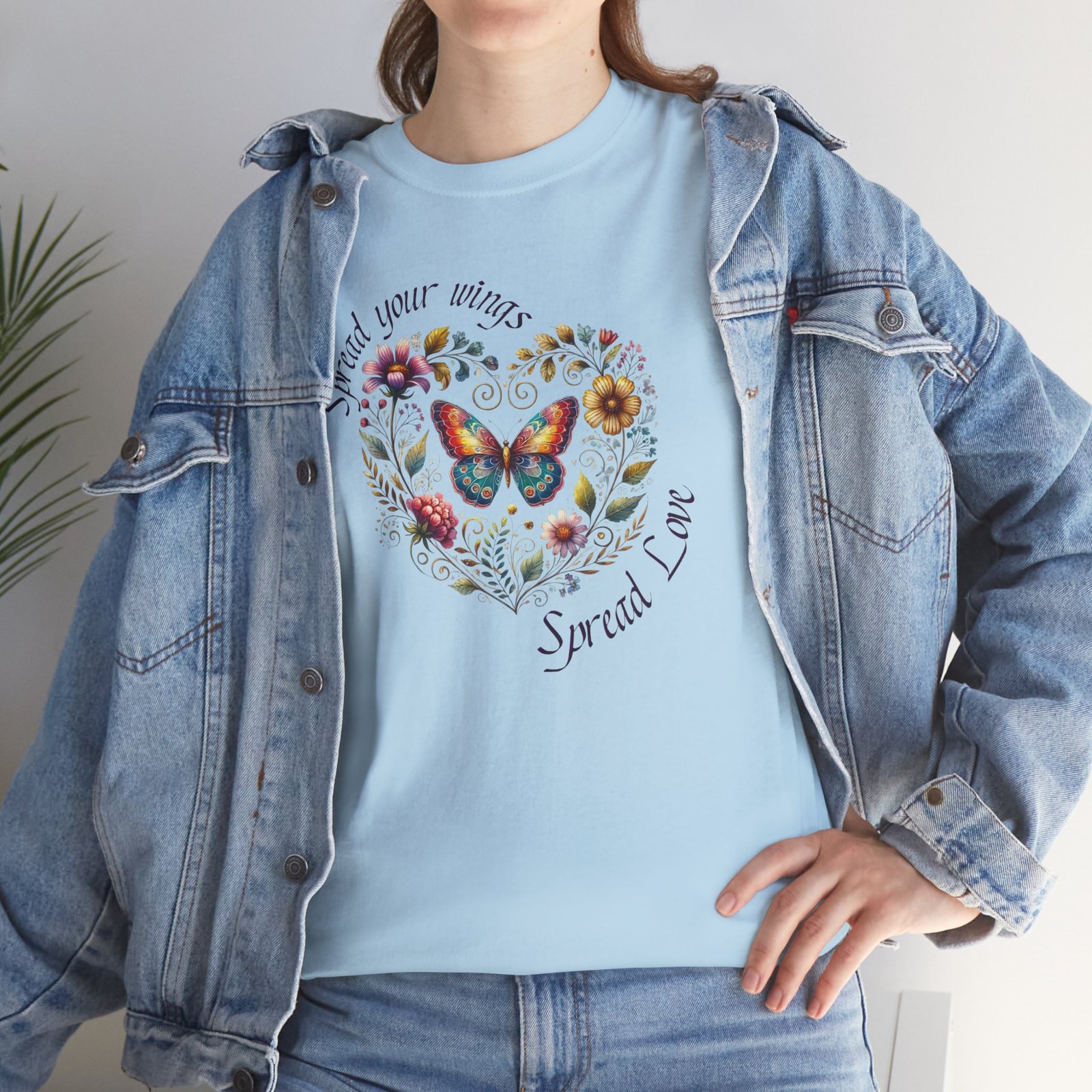 "Spread your Wings, Spread Love" Floral Butterfly T-Shirt - Image 19