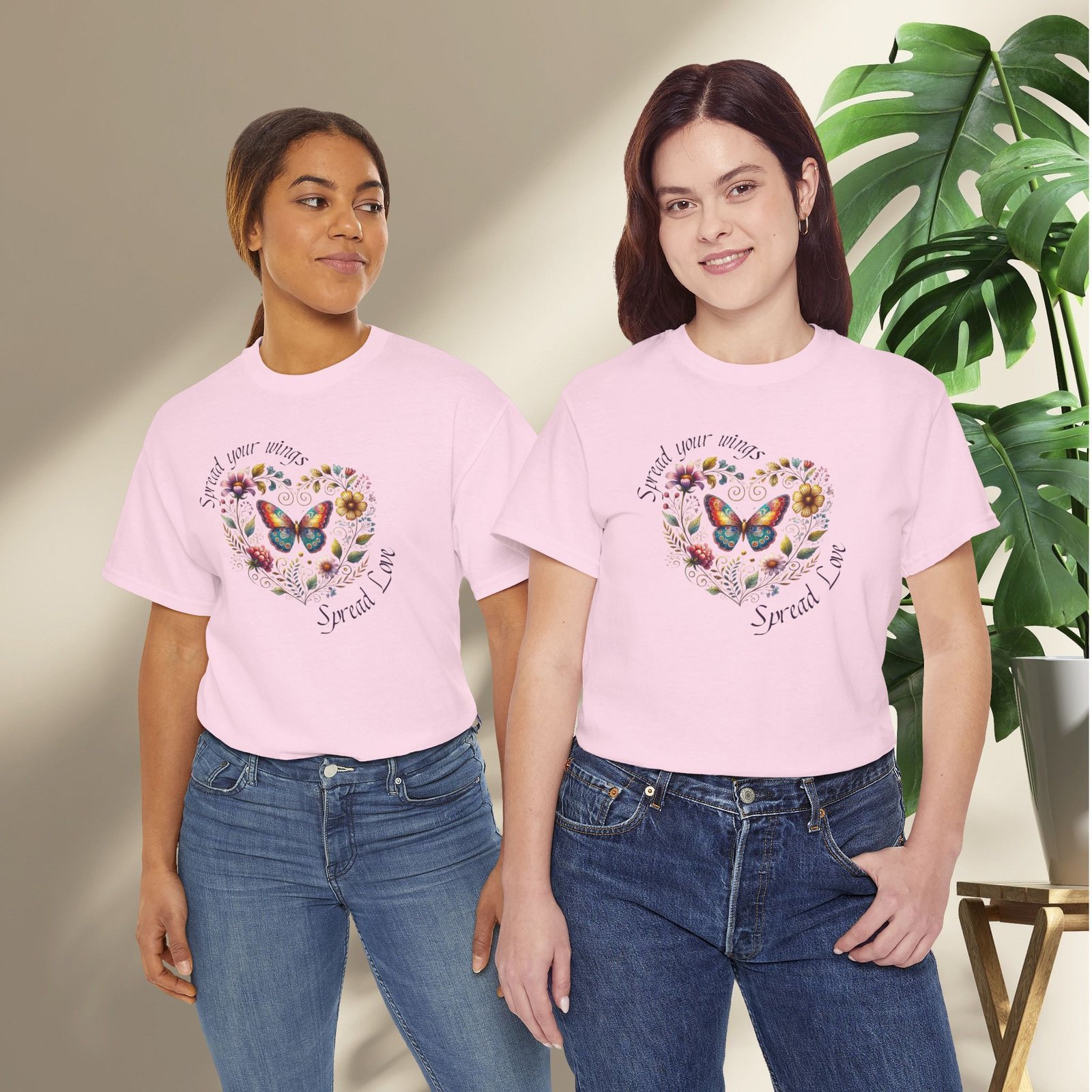 "Spread your Wings, Spread Love" Floral Butterfly T-Shirt - Image 24