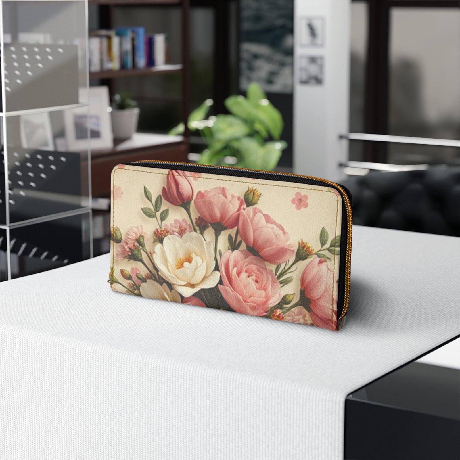 Vintage Pink Floral Bouquet Zipper Wallet - Image 5