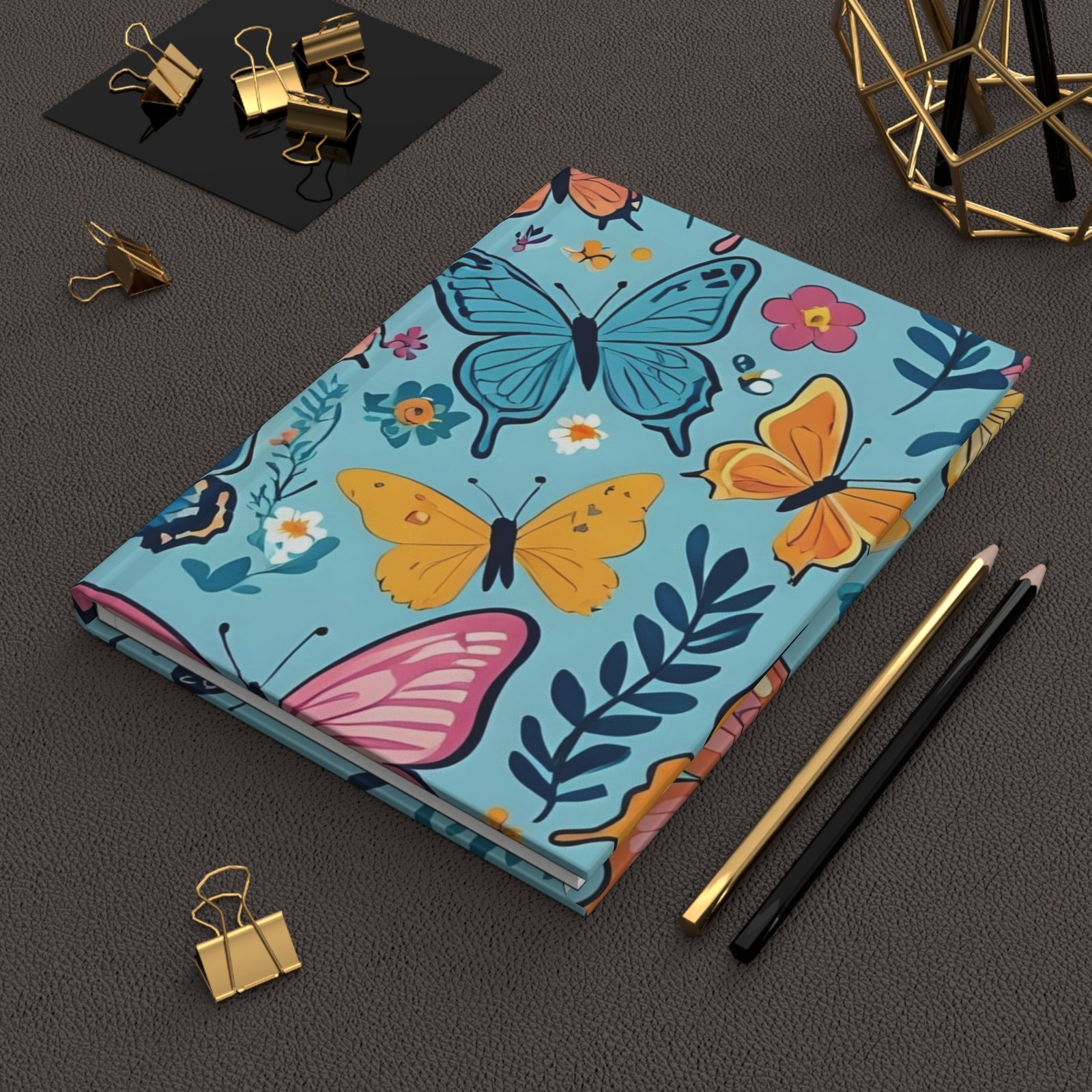 Butterfly Heaven Floral Blue Hardcover Journal