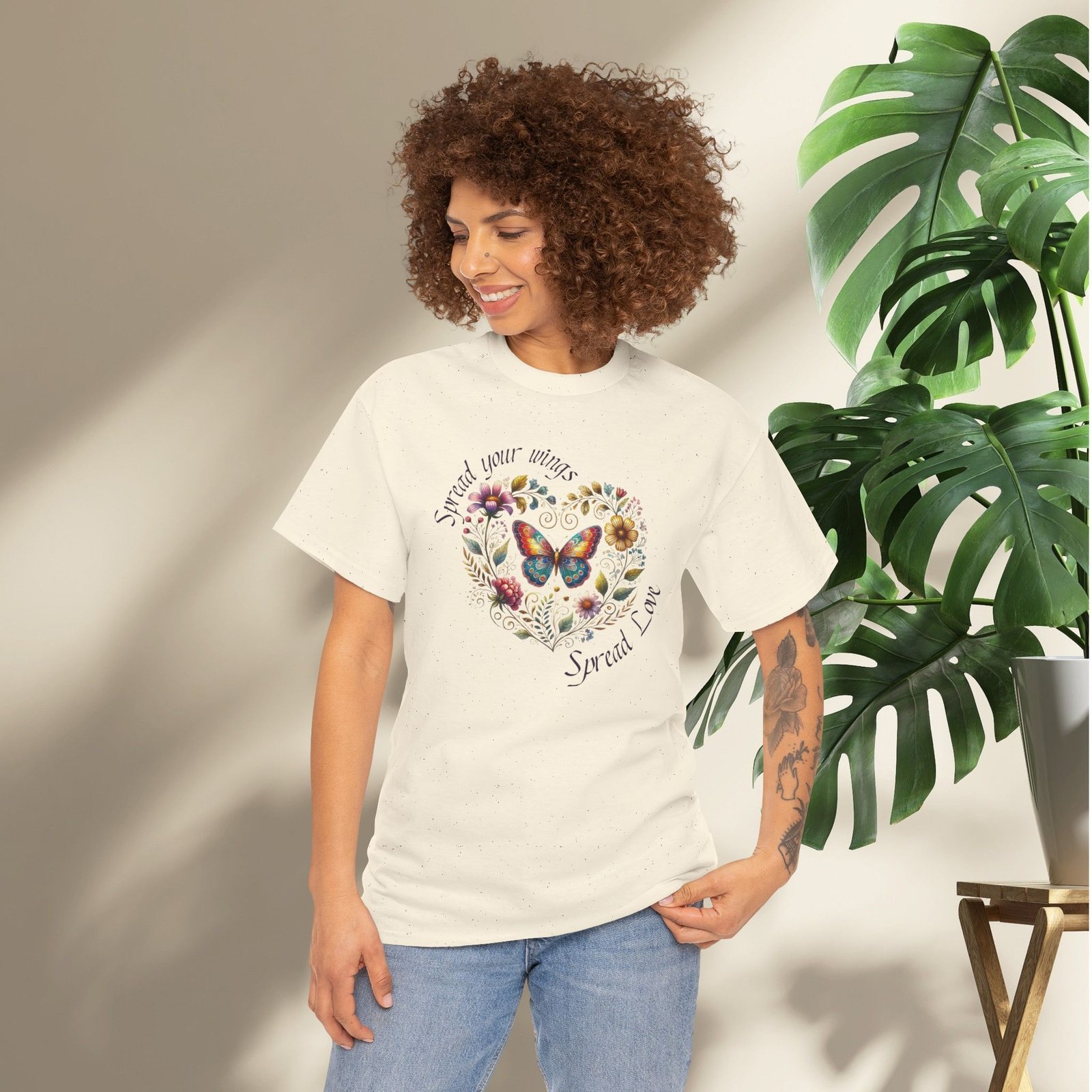 "Spread your Wings, Spread Love" Floral Butterfly T-Shirt - Image 7