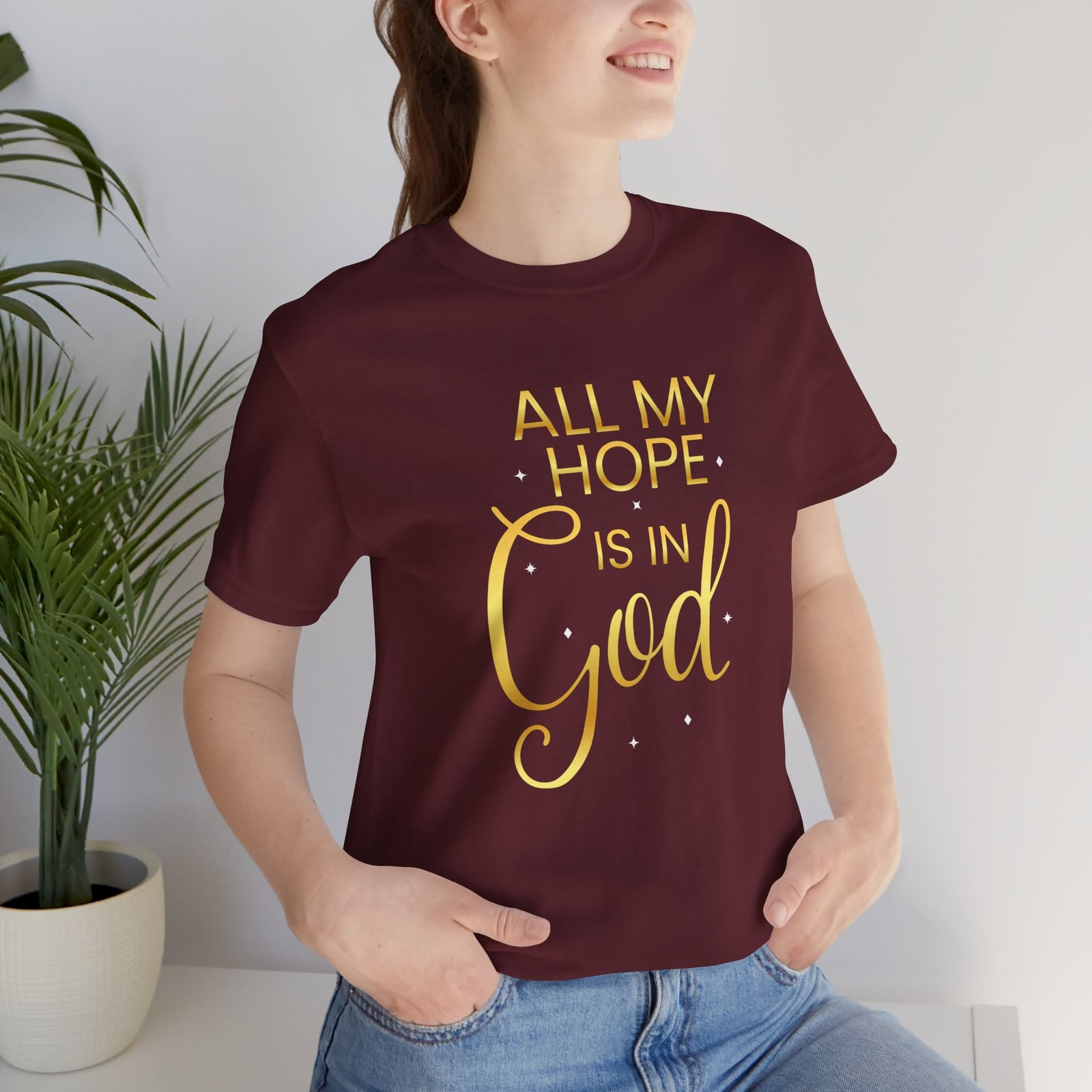 'All My Hope Is In God' T-Shirt - Gold - Image 25