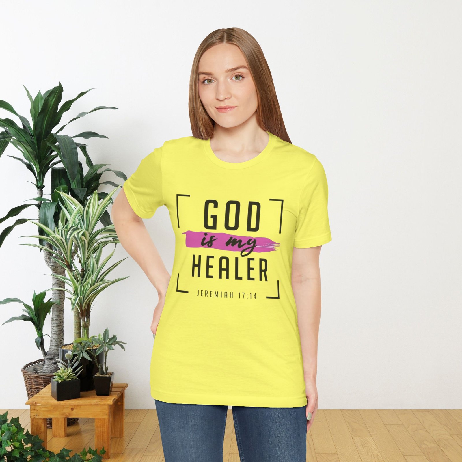 God is My Healer - Pink - Unisex T-Shirt - Image 19
