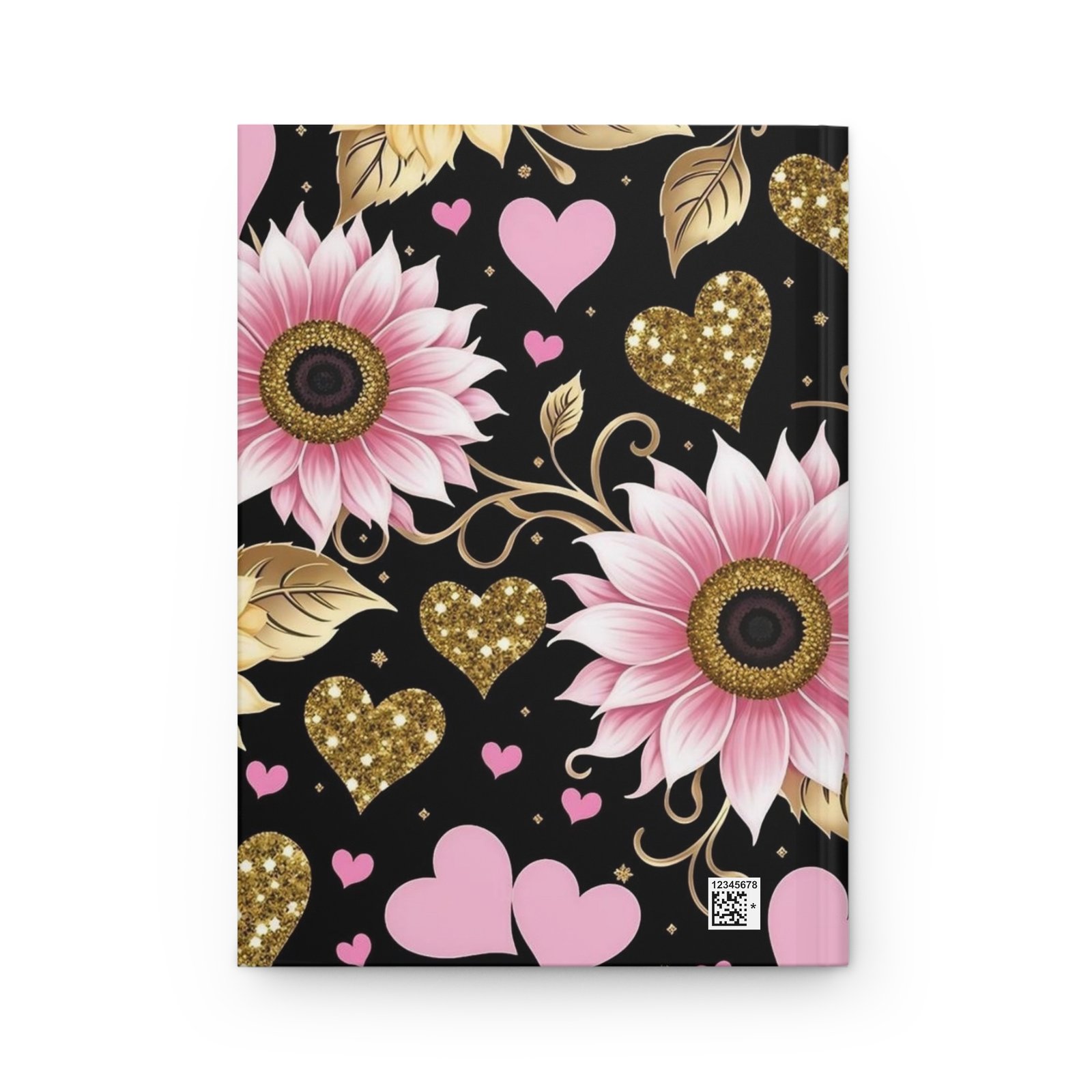 Floral Pink & Glitter Gold Hearts Hardcover Journal - Image 3