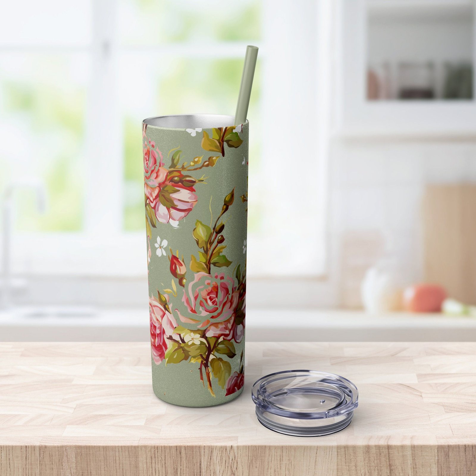 Glitter Rose Skinny Tumbler, 20oz - Multiple Colors - Image 34