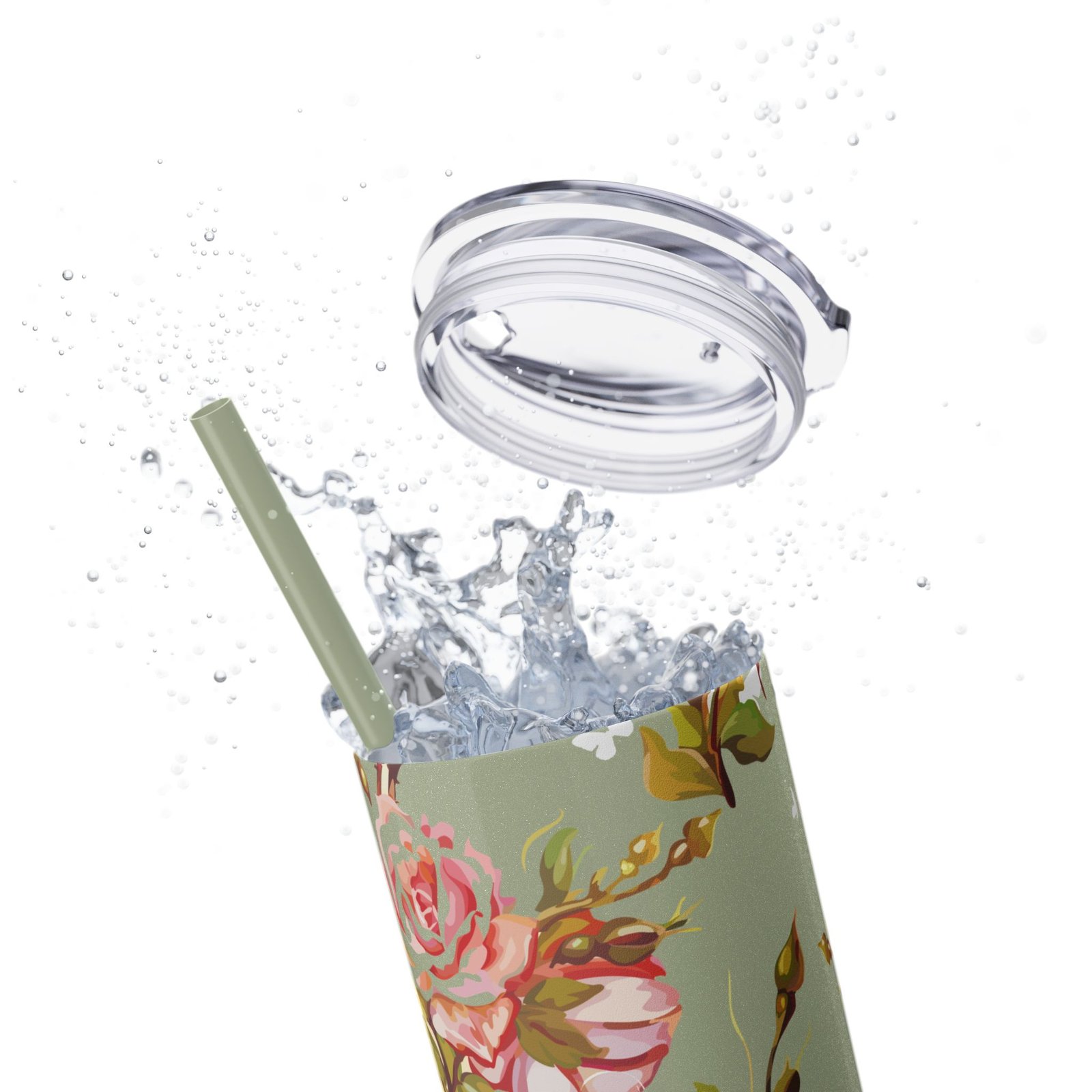 Glitter Rose Skinny Tumbler, 20oz - Multiple Colors - Image 32