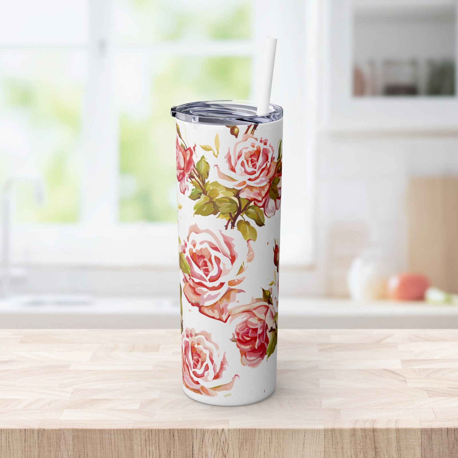 Glitter Rose Skinny Tumbler, 20oz - Multiple Colors - Image 9