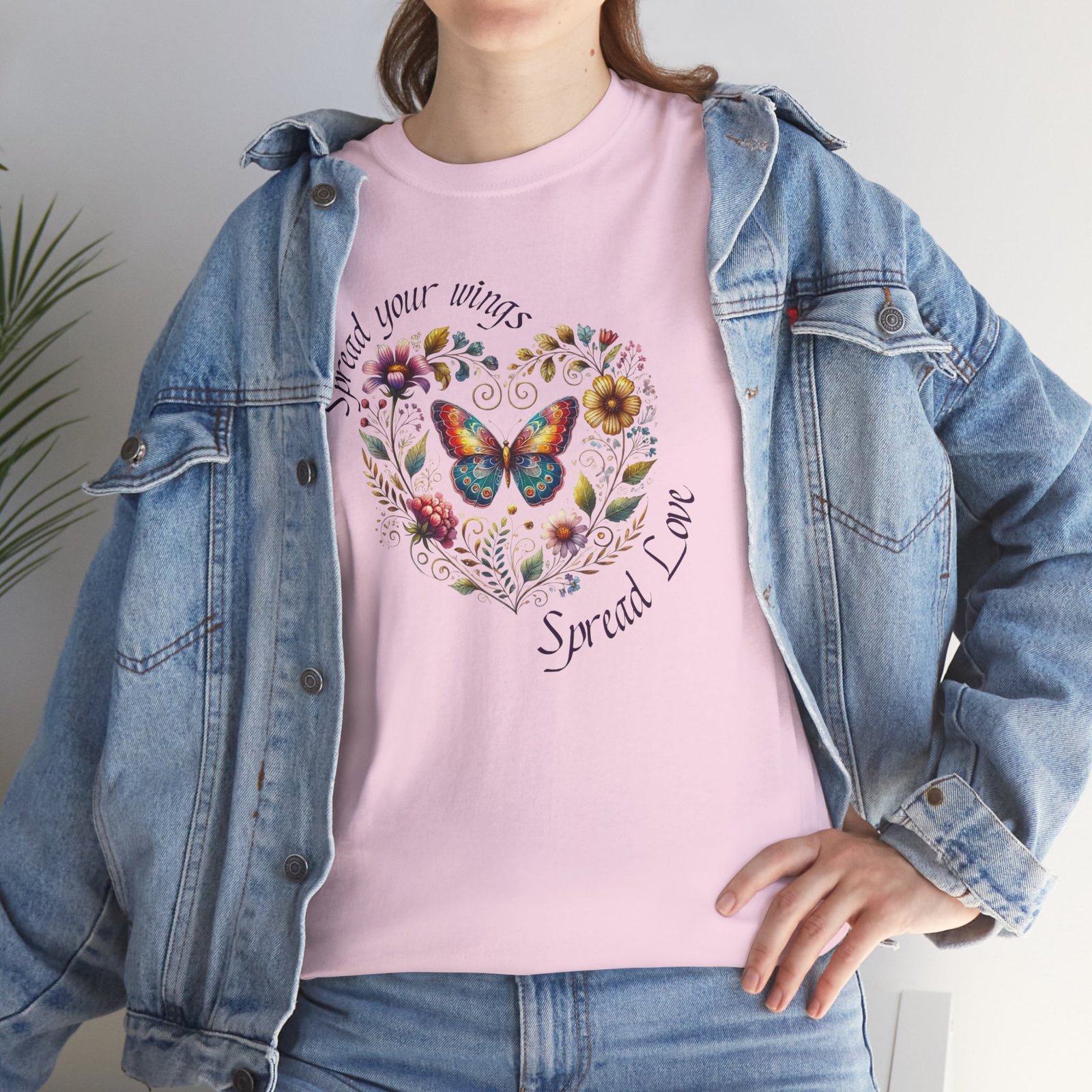 "Spread your Wings, Spread Love" Floral Butterfly T-Shirt - Image 23